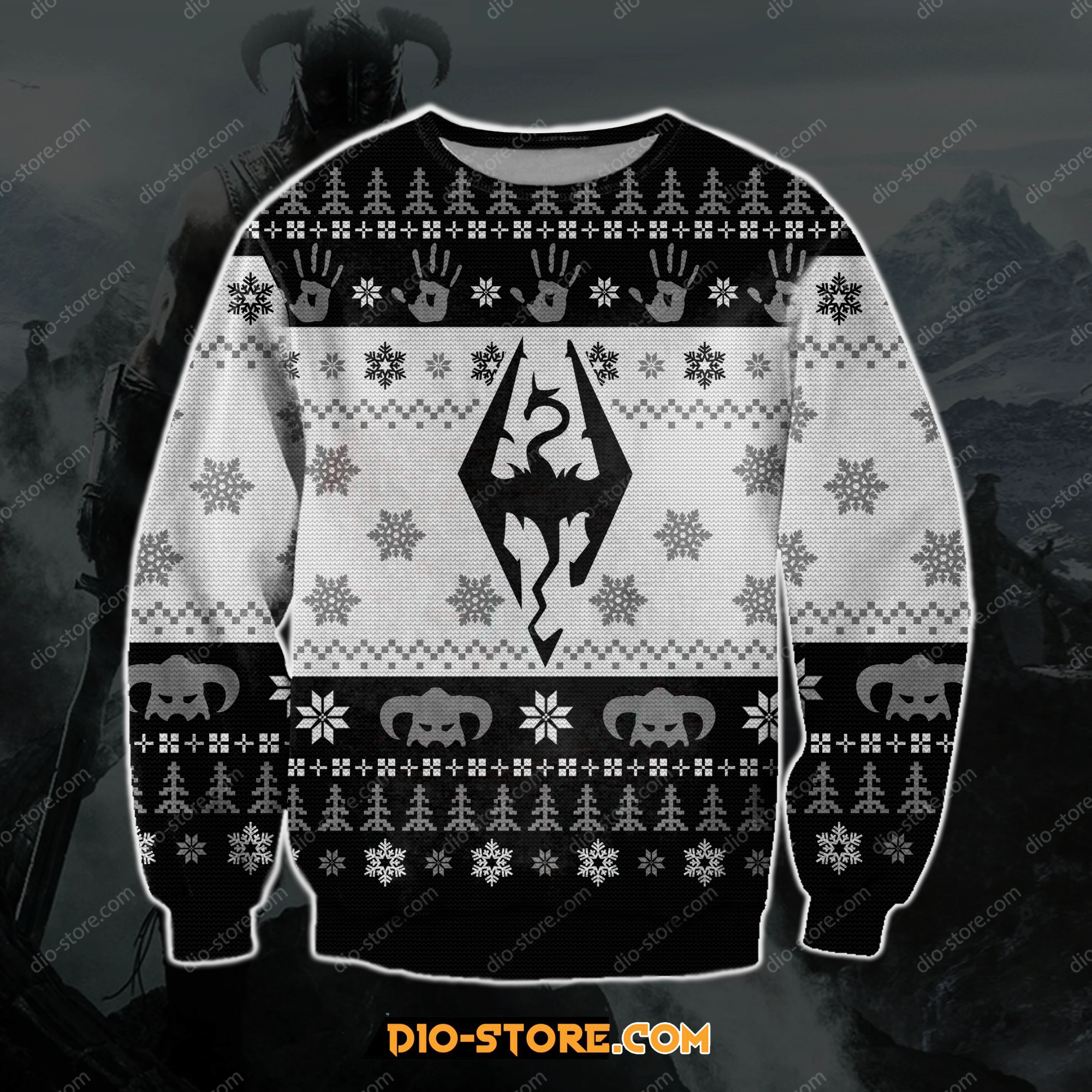 The Elder Scrolls V Skyrim 3D Print Ugly Christmas Sweater Hoodie All Over Printed