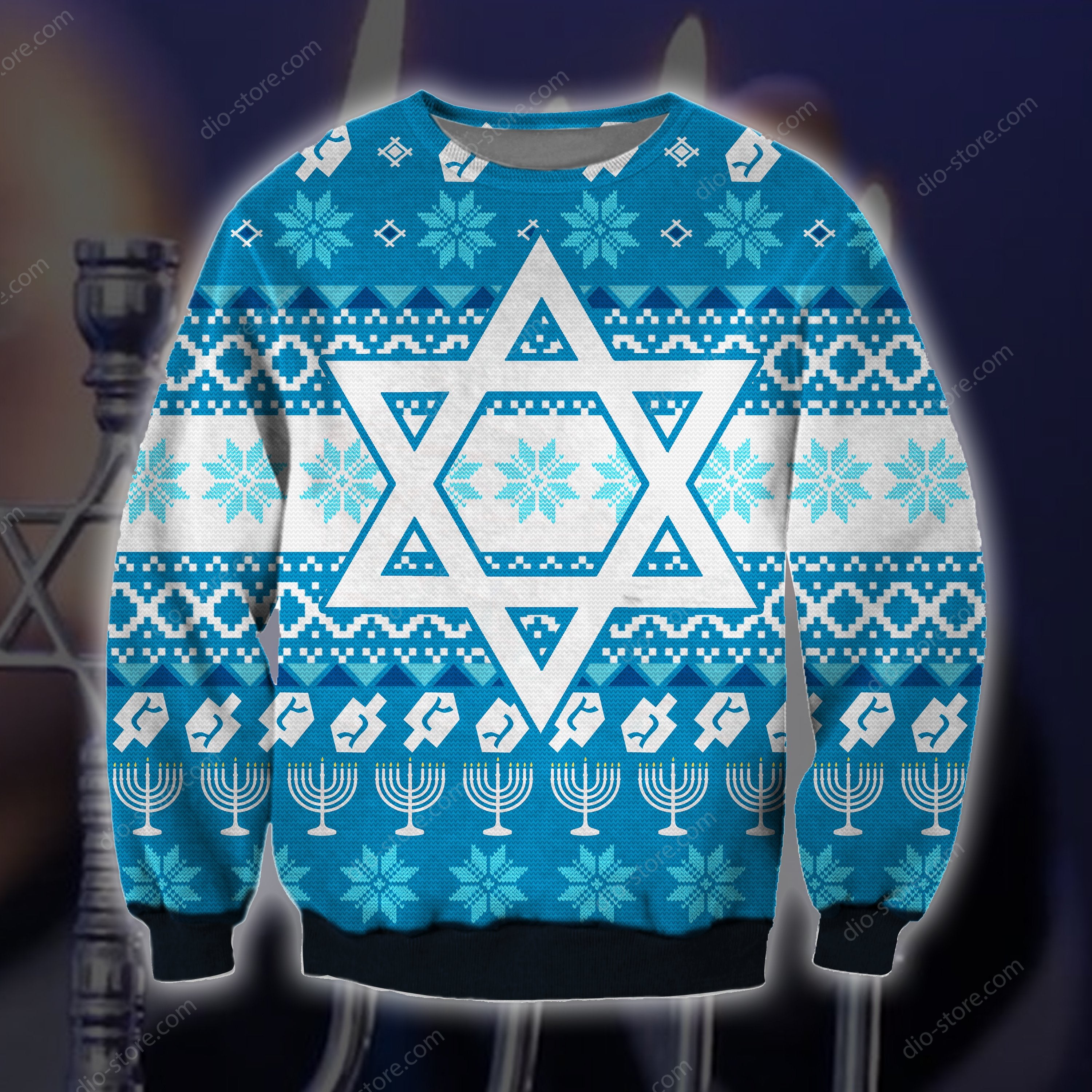 Hanukkah Knitting Pattern 3D Print Ugly Christmas Sweater Hoodie All Over Printed