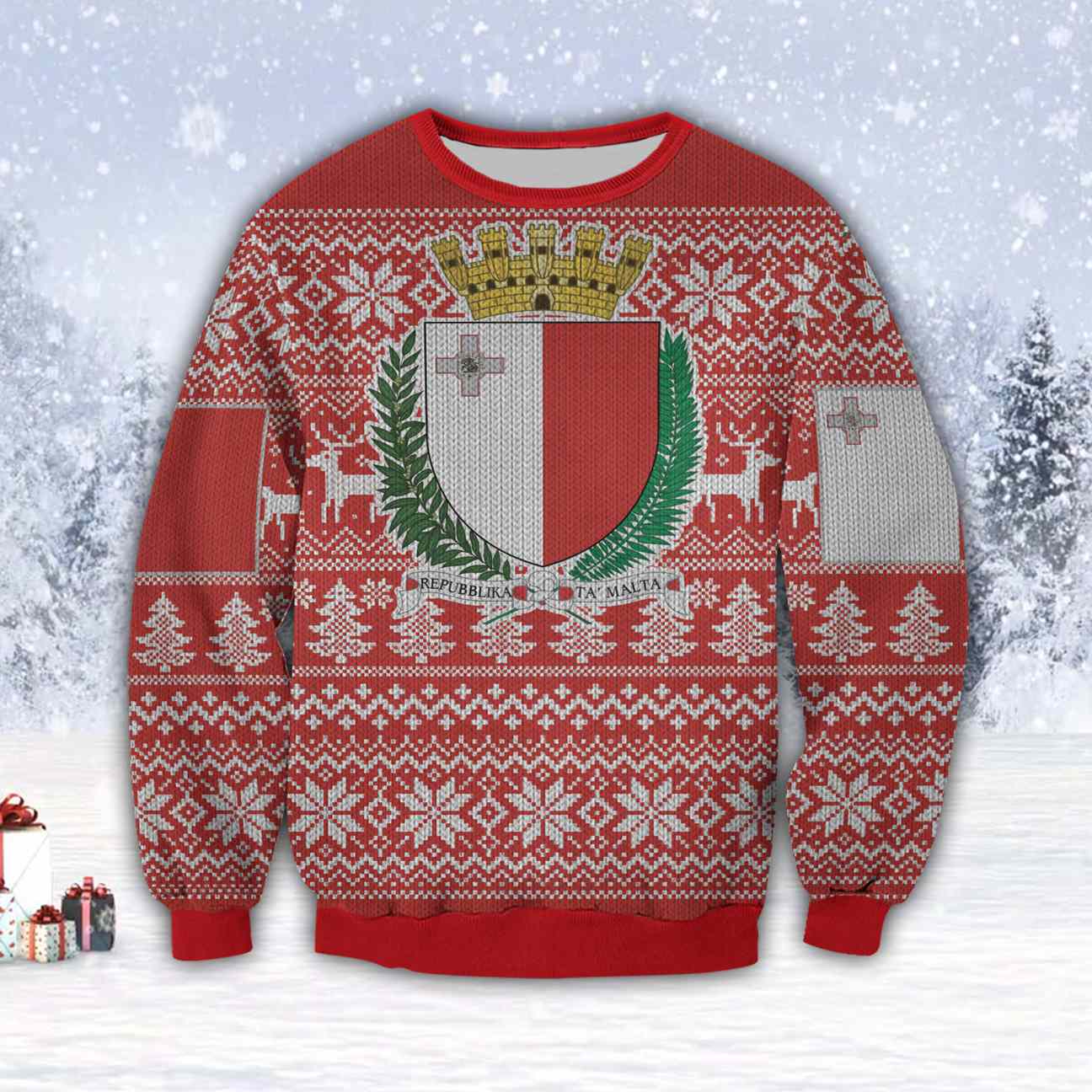 Malta Island Country 3D All Over Print Ugly Christmas Sweater Hoodie All Over Printed