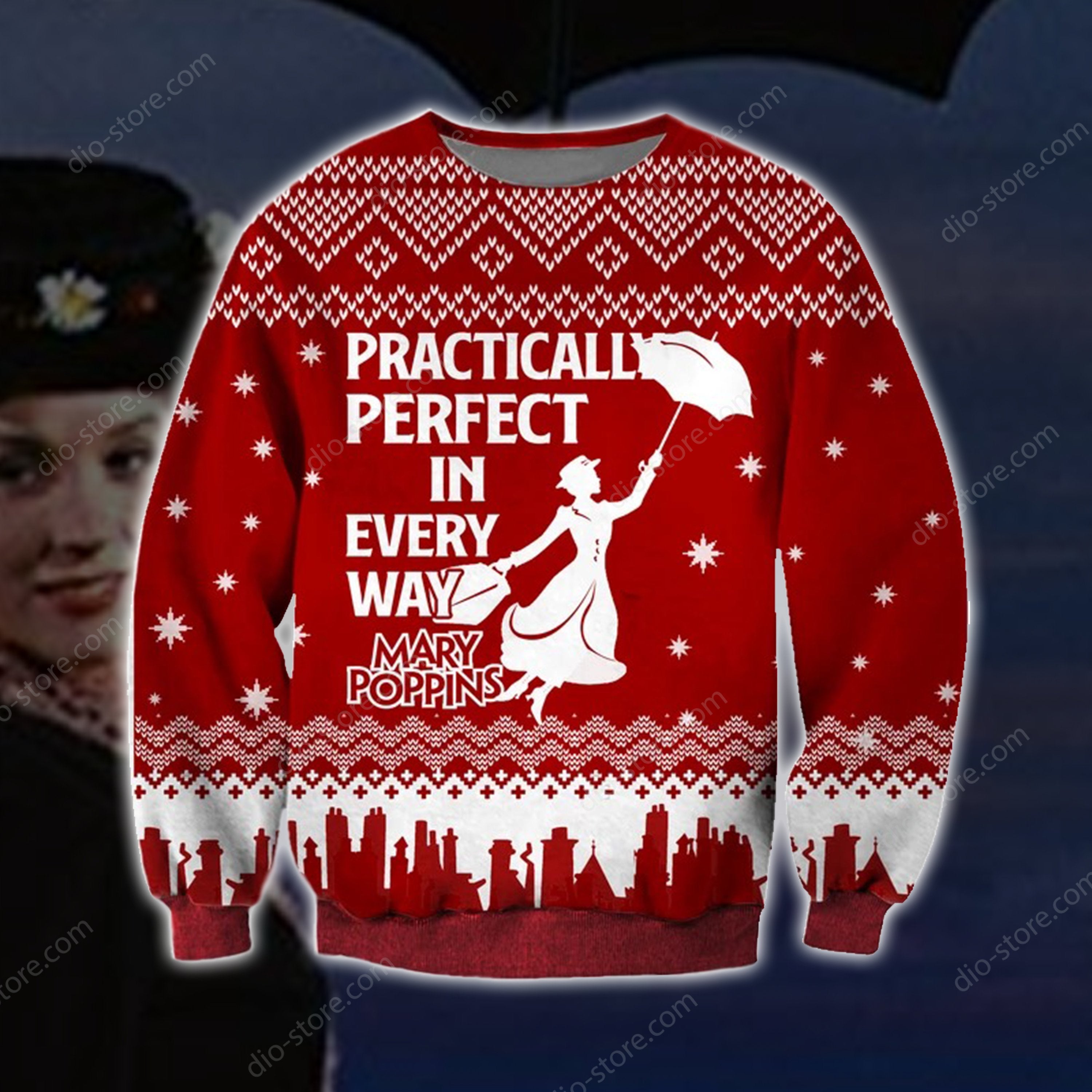 Mary Poppins Knitting Pattern 3D Print Ugly Christmas Sweater Hoodie All Over Printed