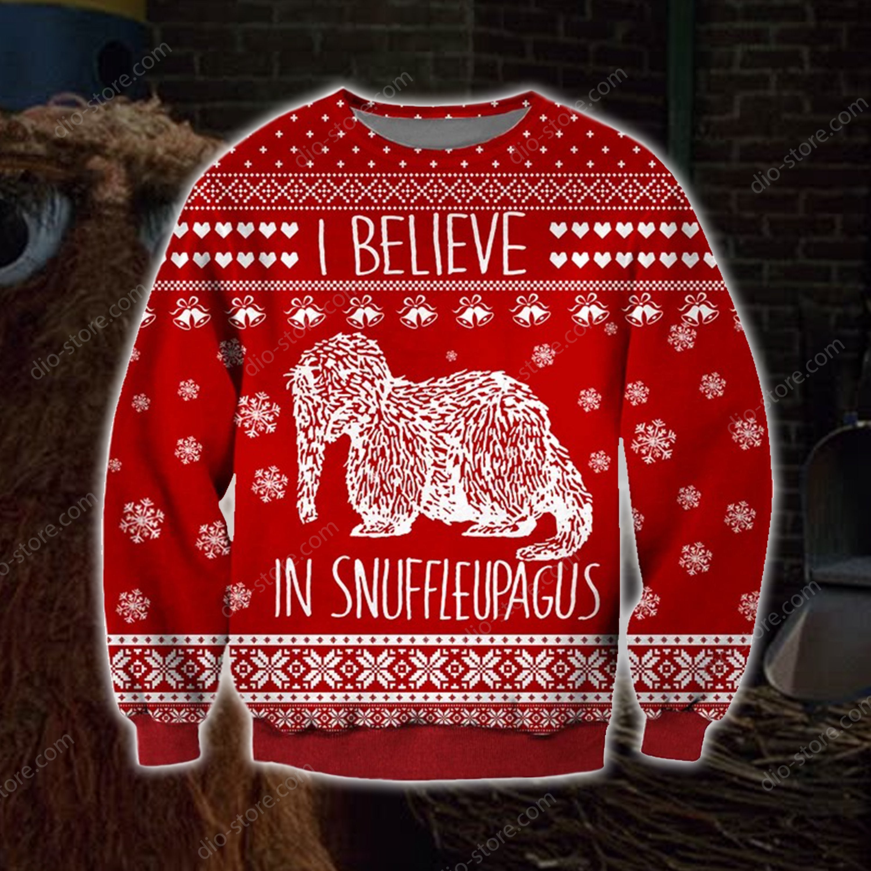 Mr Snuffleupagus Knitting Pattern 3D Print Ugly Christmas Sweater Hoodie All Over Printed