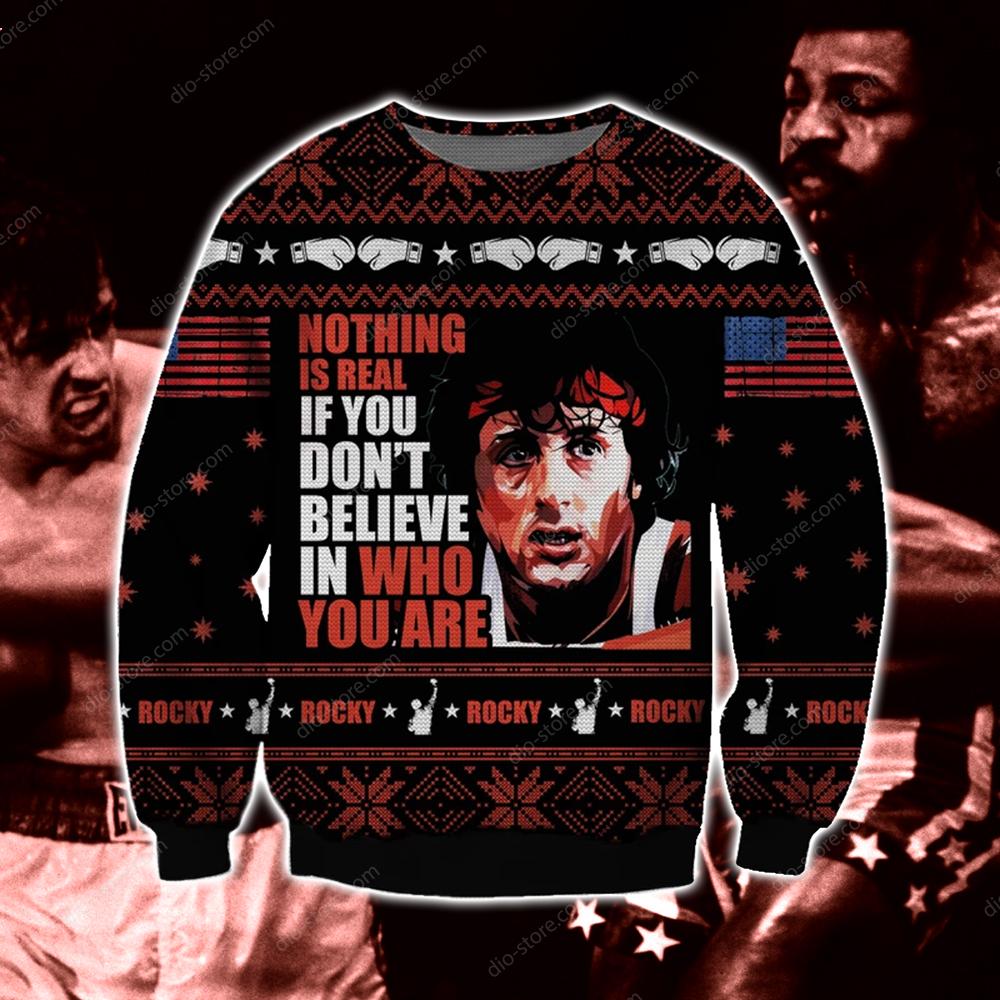 Rocky Knitting Pattern 3D Print Ugly Christmas Sweater Hoodie All Over Printed