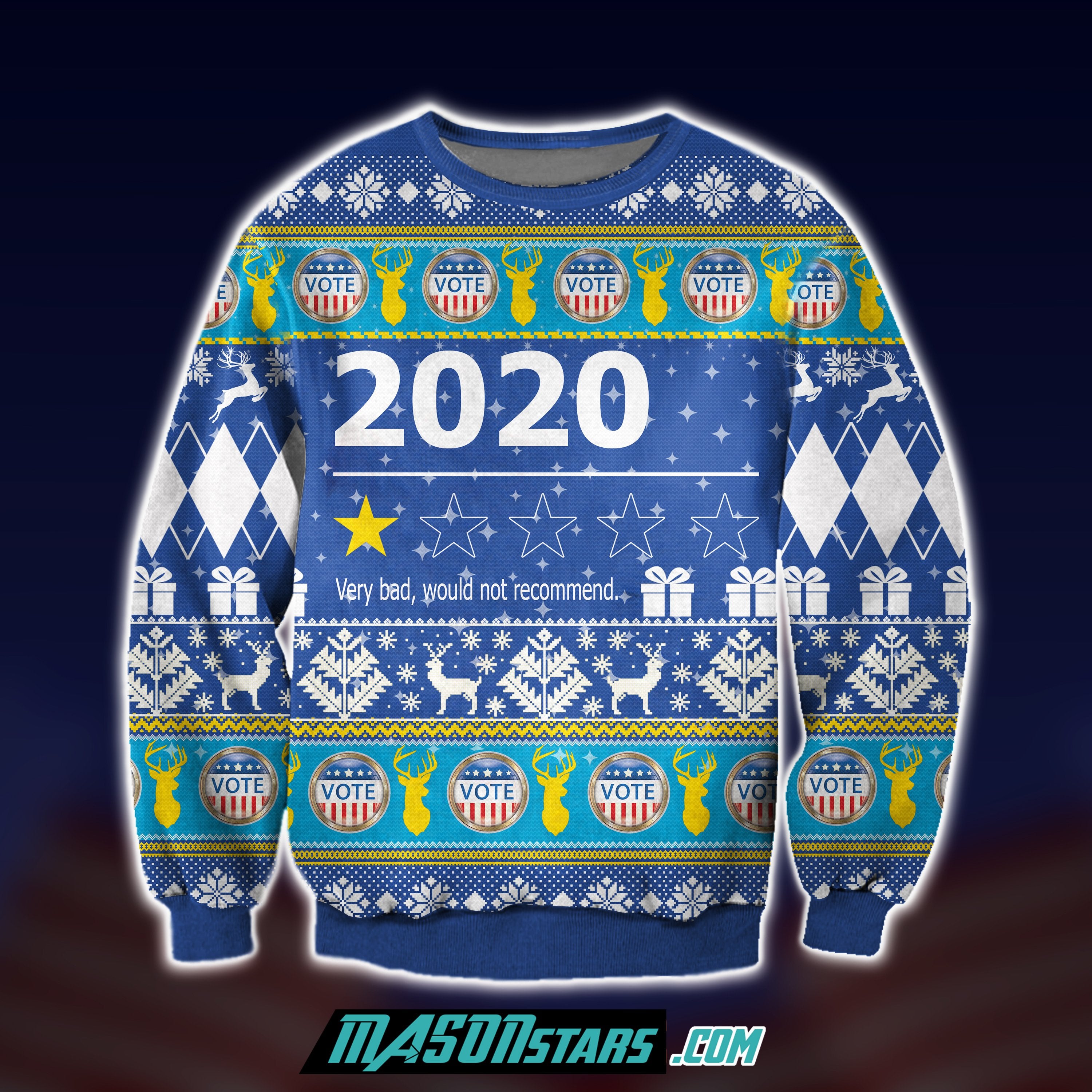 2020 Very Bad Would Not Recommend 3D Print Ugly Christmas Sweater Hoodie All Over Printed