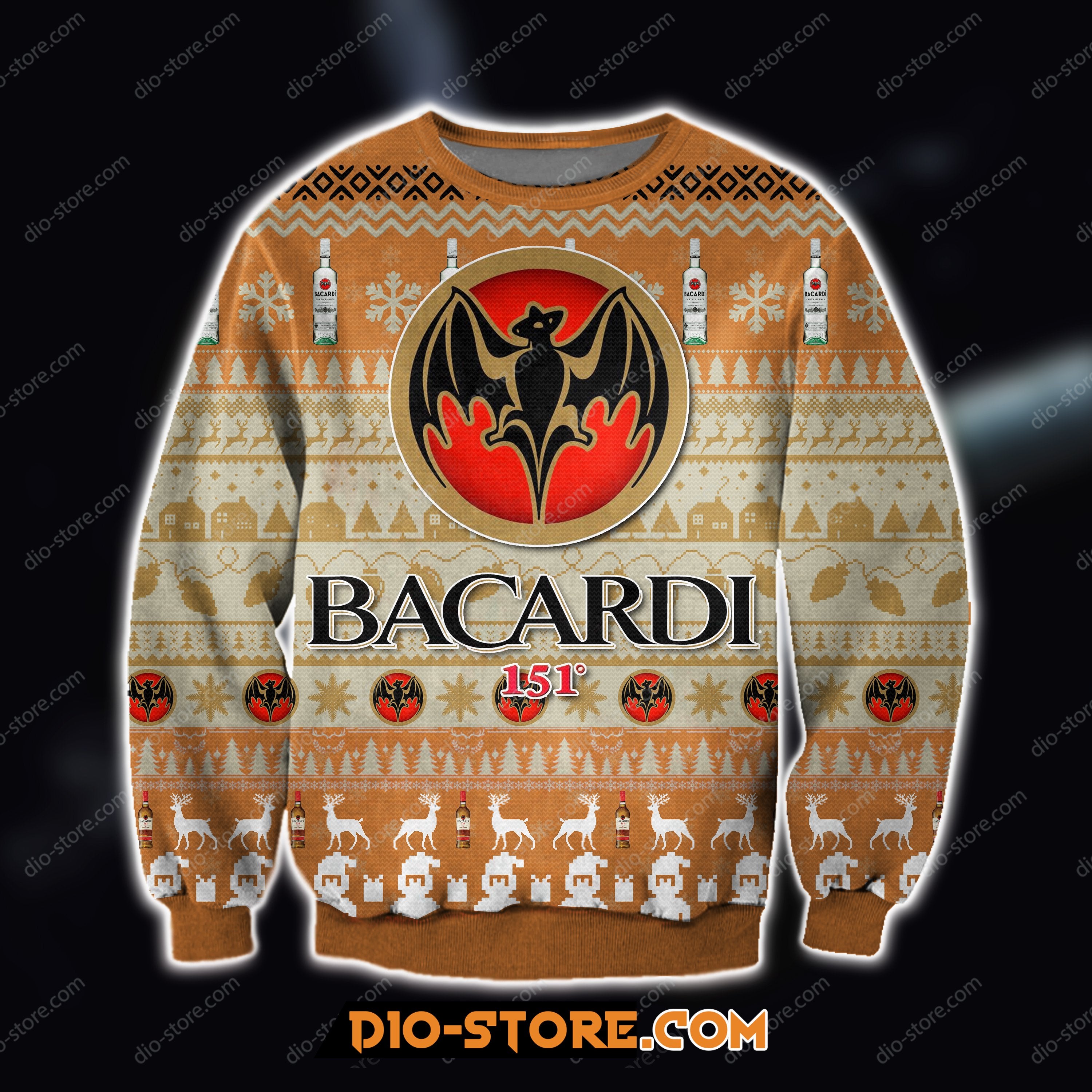 Bacardi Wine Knitting Pattern 3D Print Ugly Christmas Sweater 1492020 Hoodie All Over Printed