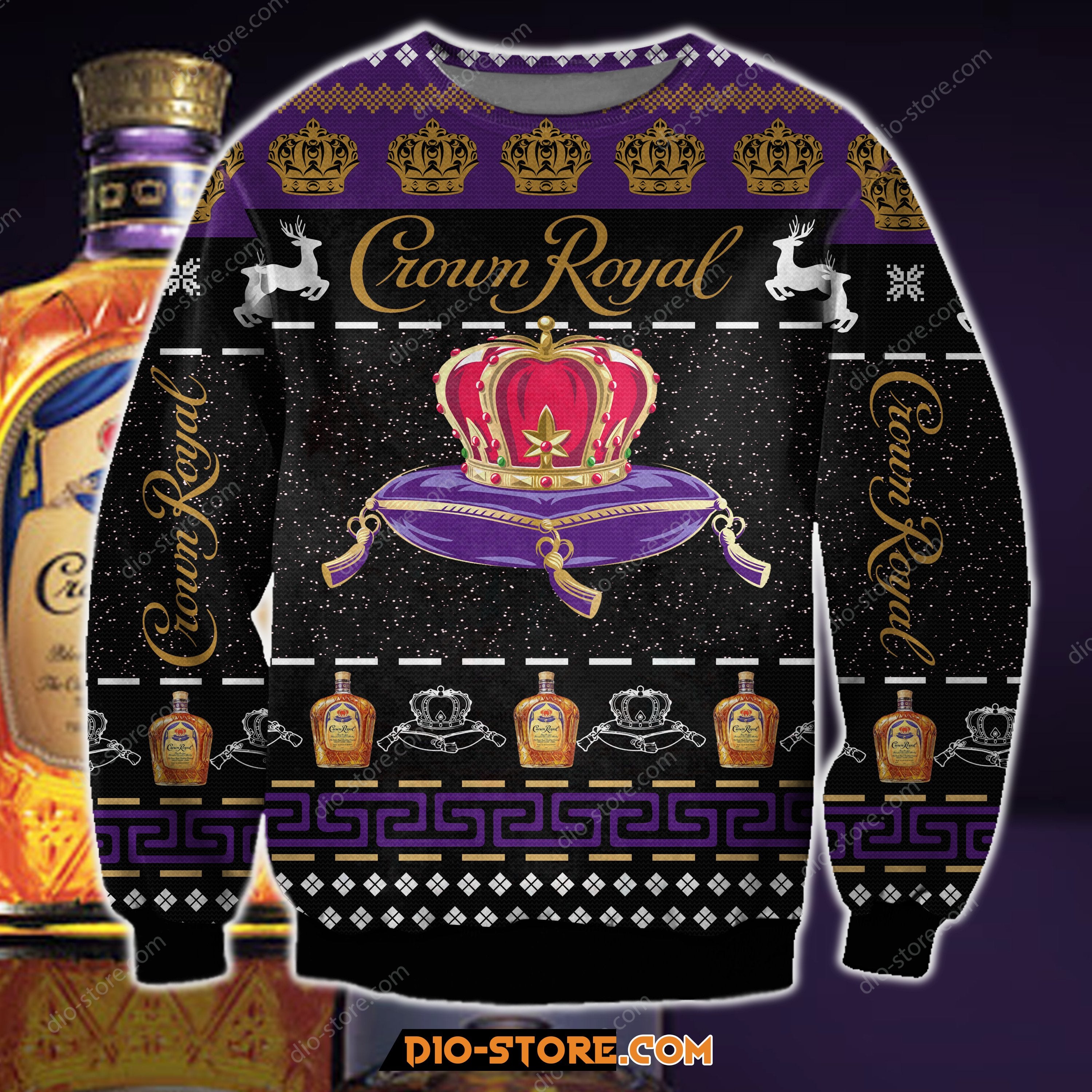 Crown Royal Knitting Pattern 3D Print Ugly Sweater 1 Hoodie All Over Printed