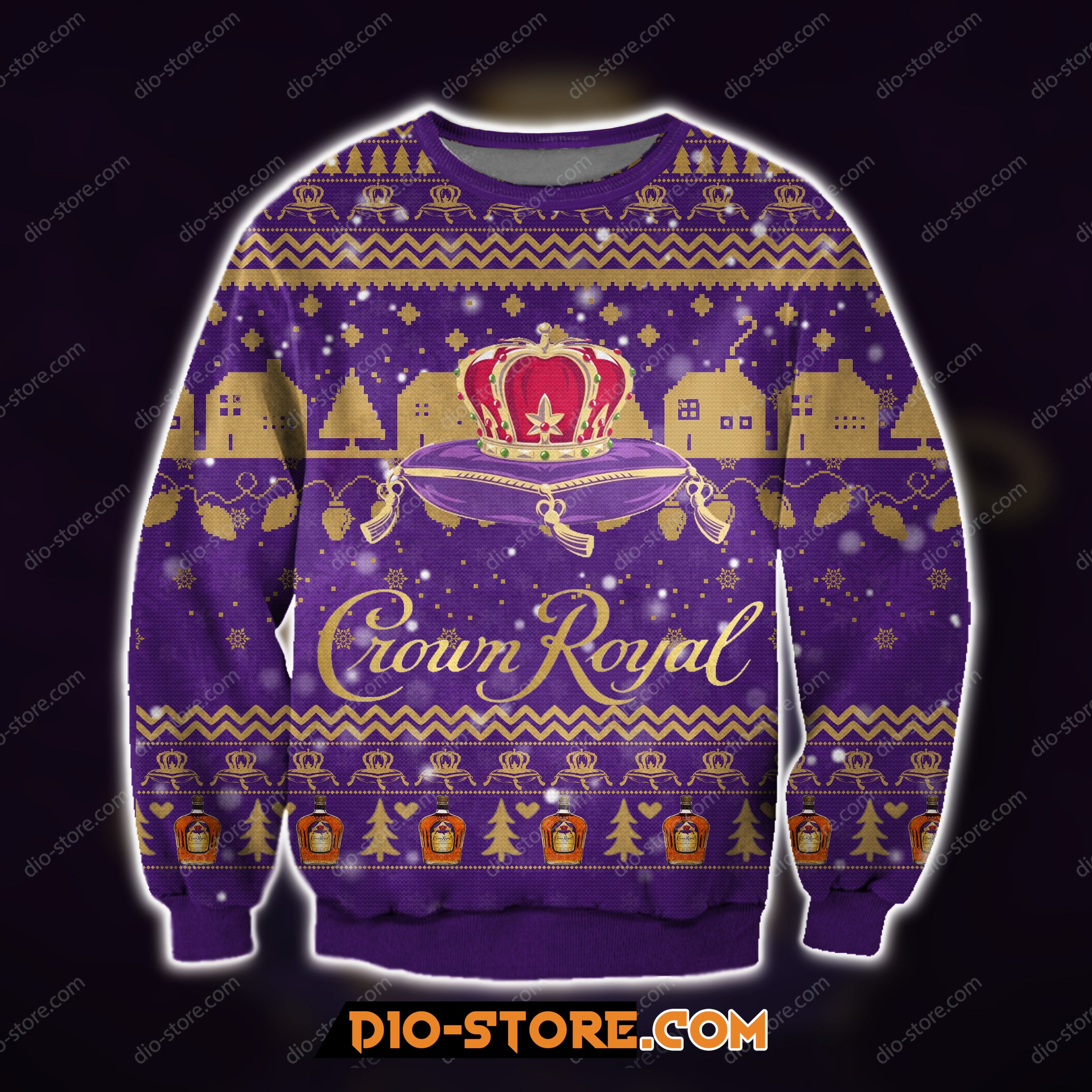 Crown Royal 3D All Over Print Knitting Pattern Ugly Christmas Sweatshirt Hoodie All Over Printed