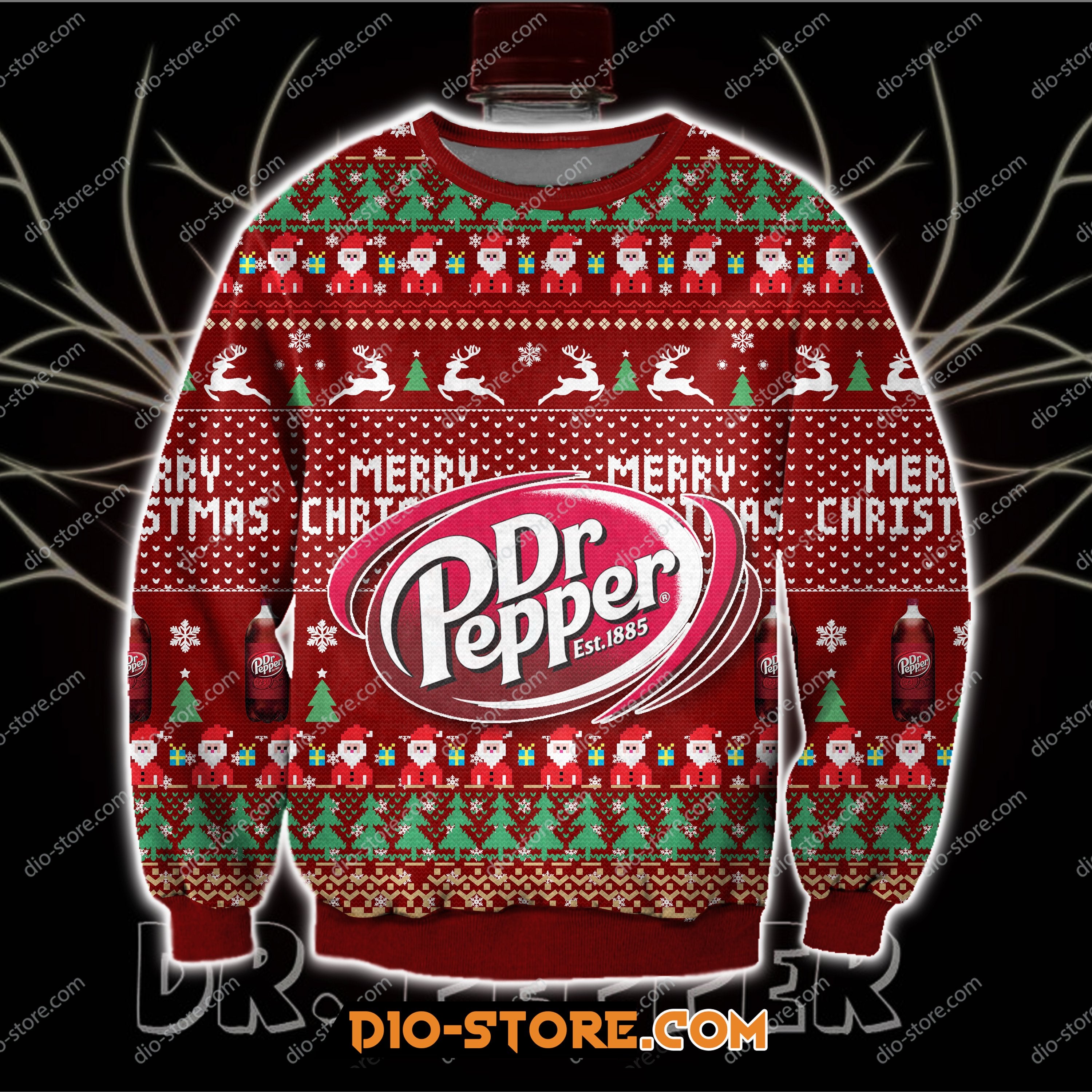 3D Print Knitting Pattern Dr Pepper Ugly Christmas Sweater Hoodie All Over Printed