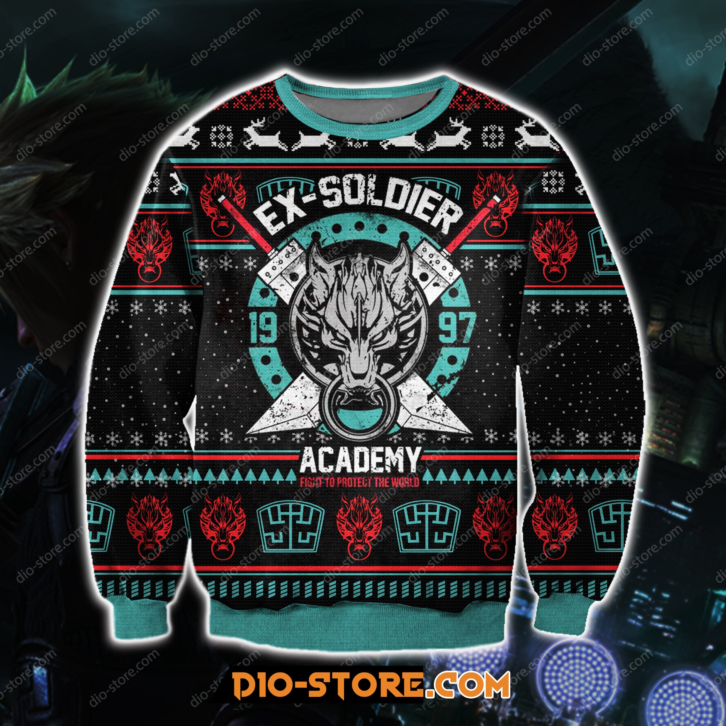 Ex-Soldier Final Fantasy 3D Print Ugly Christmas Sweater Hoodie All Over Printed