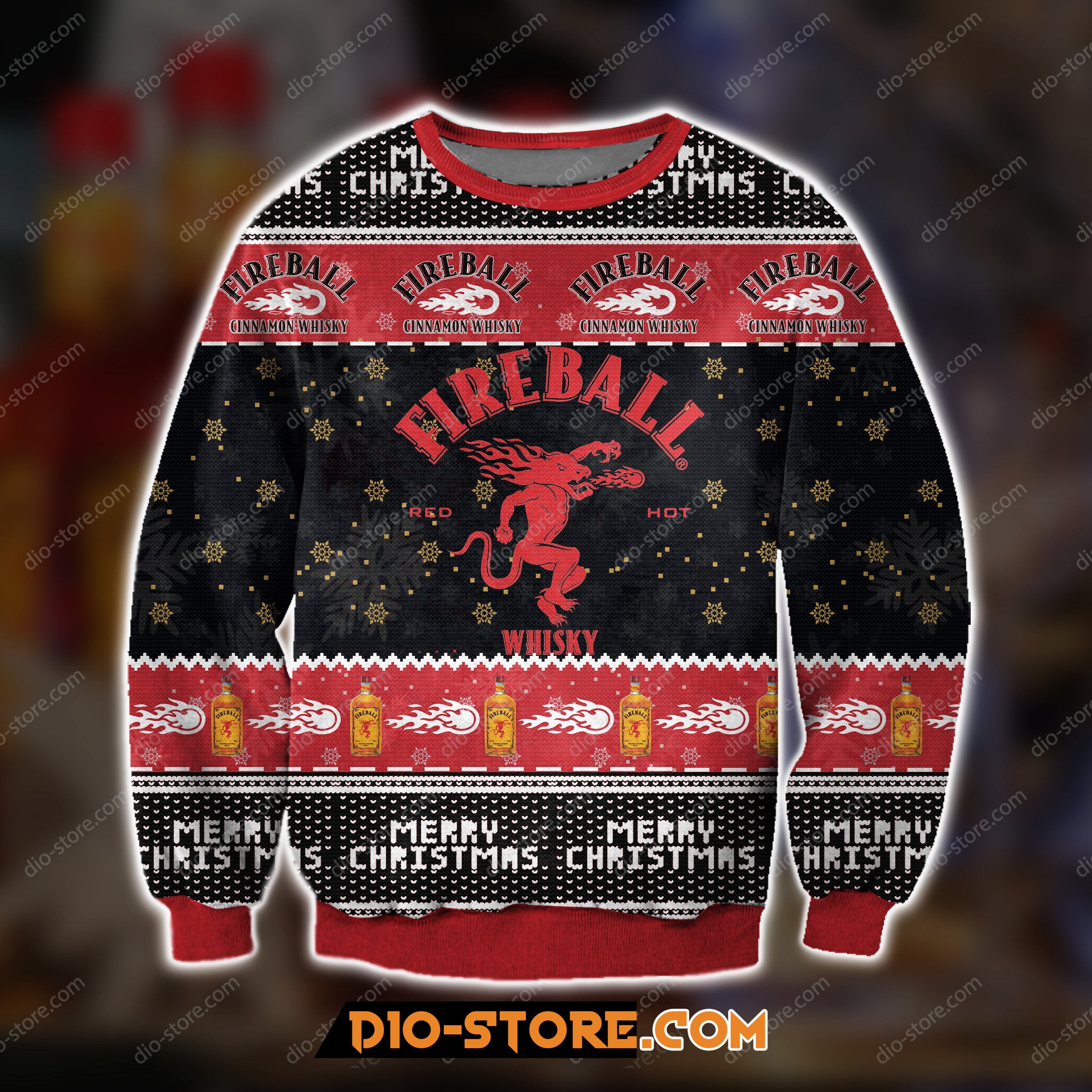 3D All Over Print Knitting Pattern Fireball Cinnamon Ugly Christmas Sweater Hoodie All Over Printed