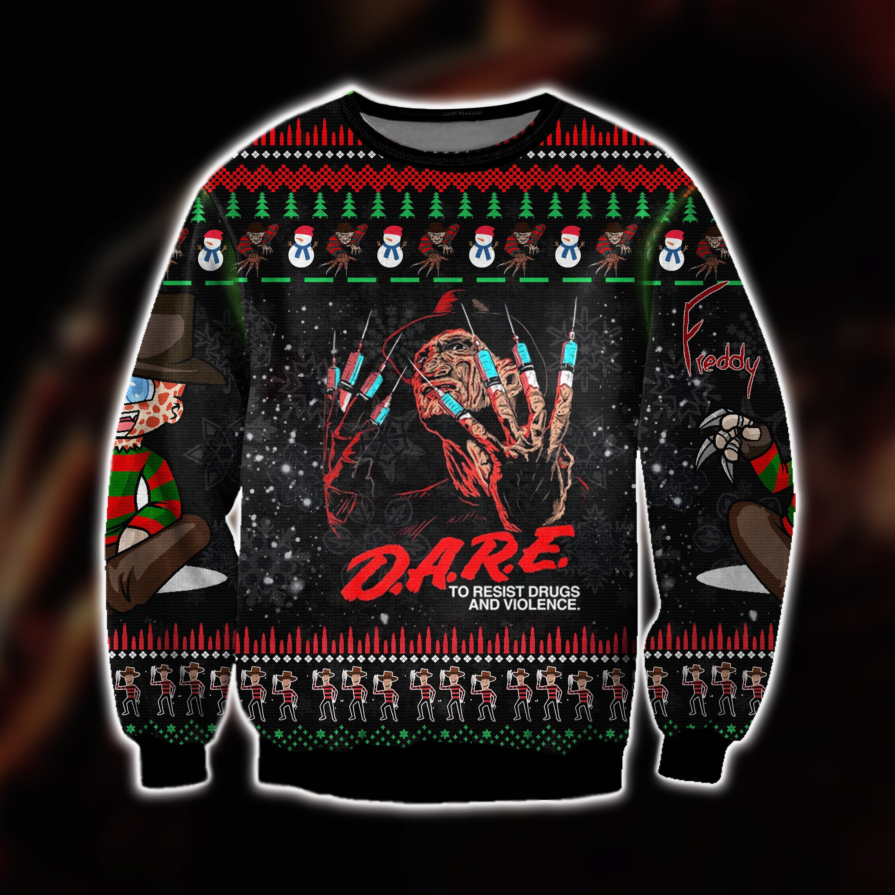 Freddy Krueger Knitting Pattern 3D Print Ugly Sweater Hoodie All Over Printed