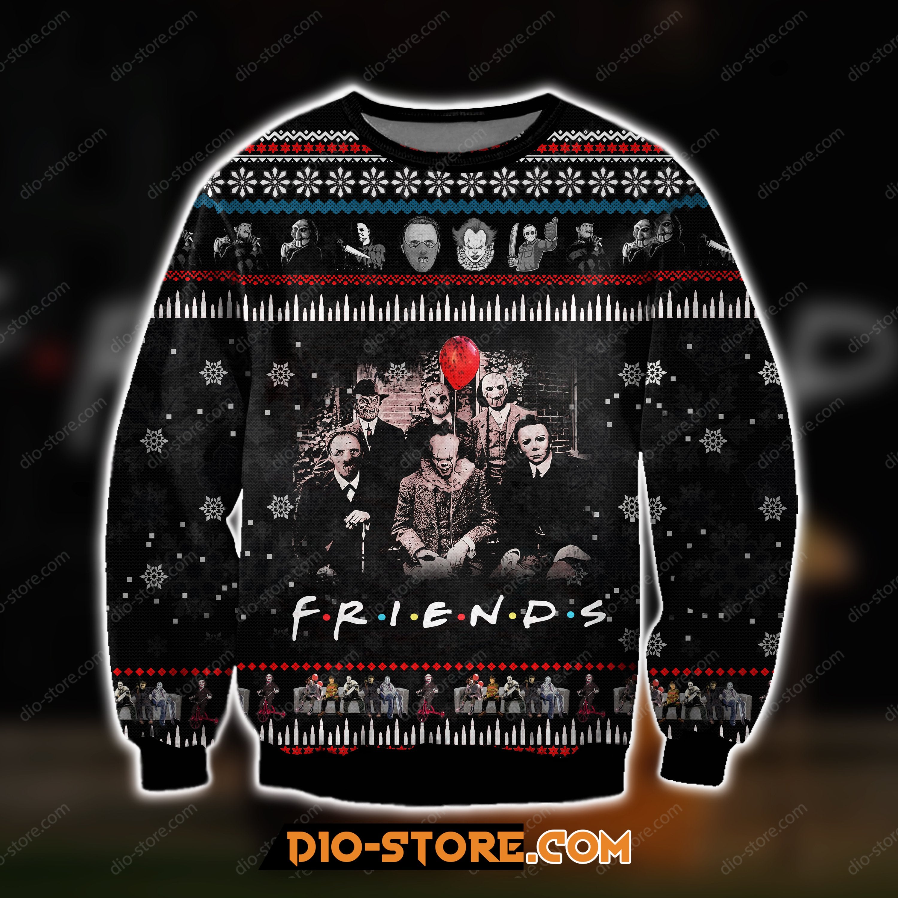 Friends Movie With Horror Characters 3D Print Ugly Christmas Sweatshirt Hoodie All Over Printed