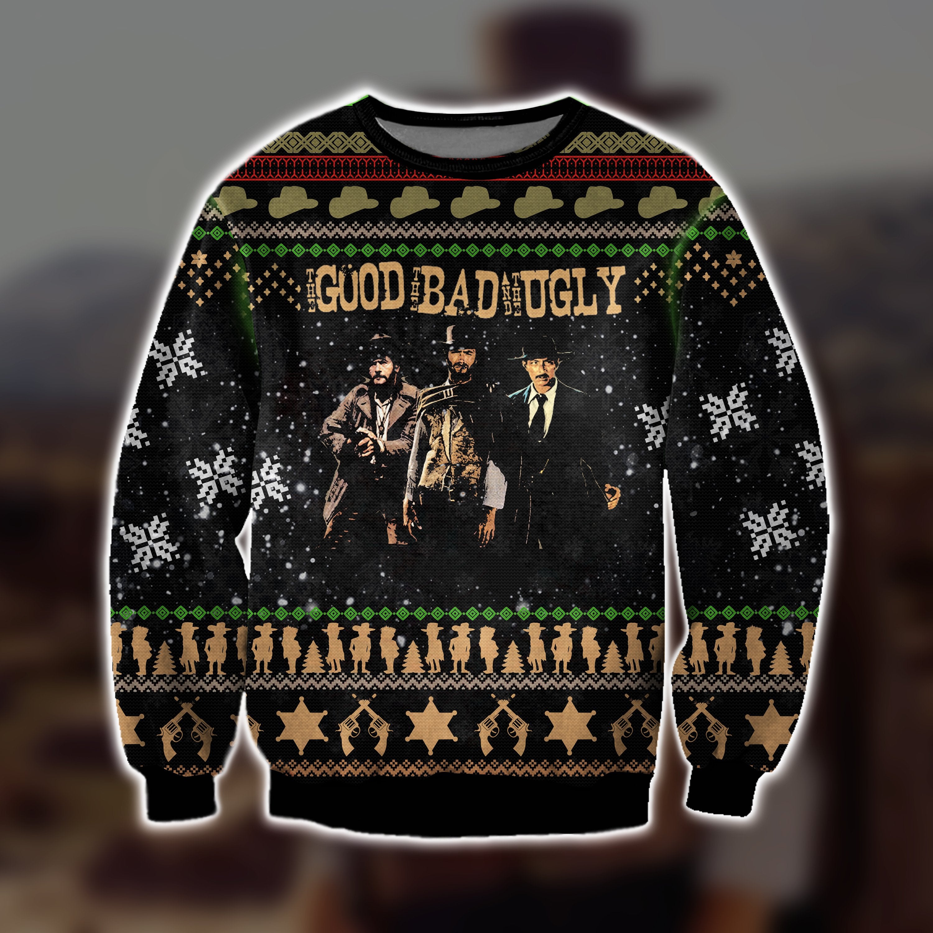 The Good The Bad And The Ugly Knitting Pattern 3D Print Ugly Christmas Sweater Hoodie All Over Printed