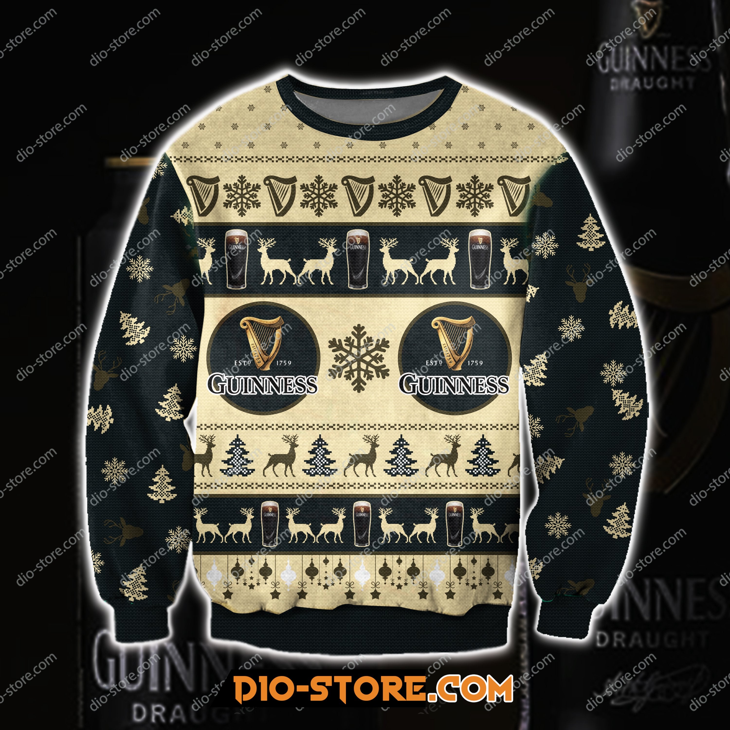 Guinness Beer 3D All Over Print Ugly Christmas Sweatshirt Hoodie All Over Printed