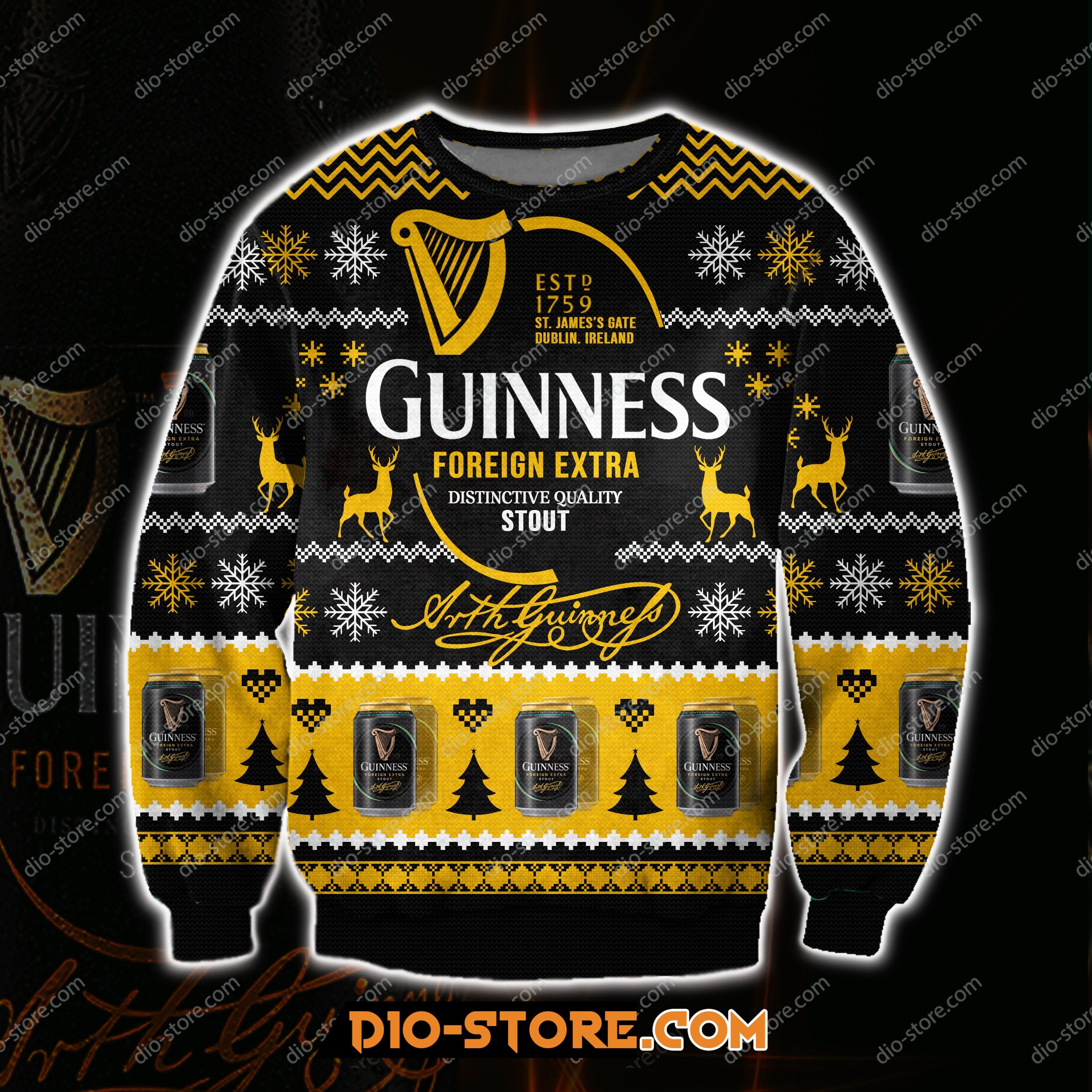 Guinness Foreign Extra Beer 3D All Over Print Ugly Christmas Sweatshirt Hoodie All Over Printed