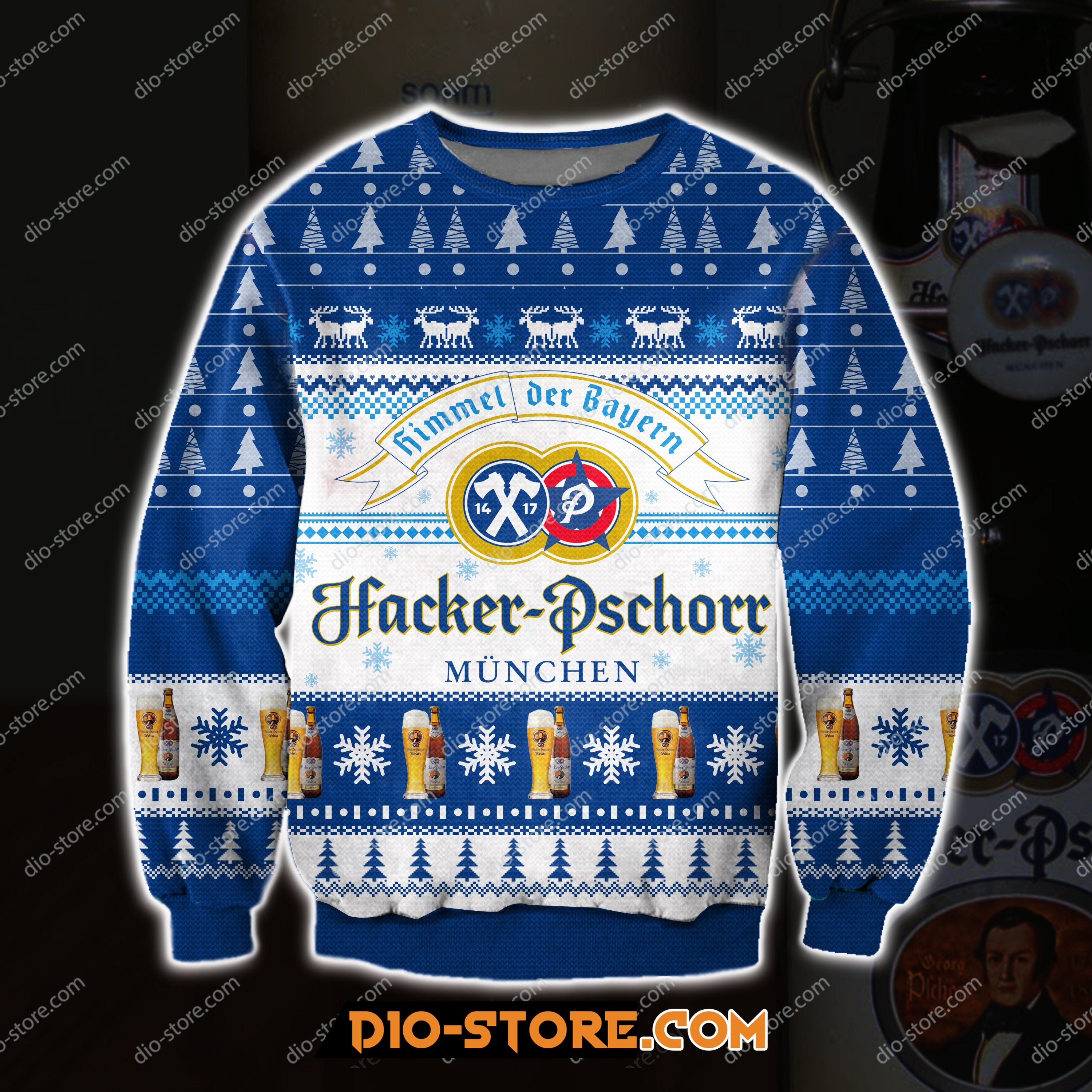 Hacker-Pschorr Beer 3D Print Ugly Sweatshirt Hoodie All Over Printed