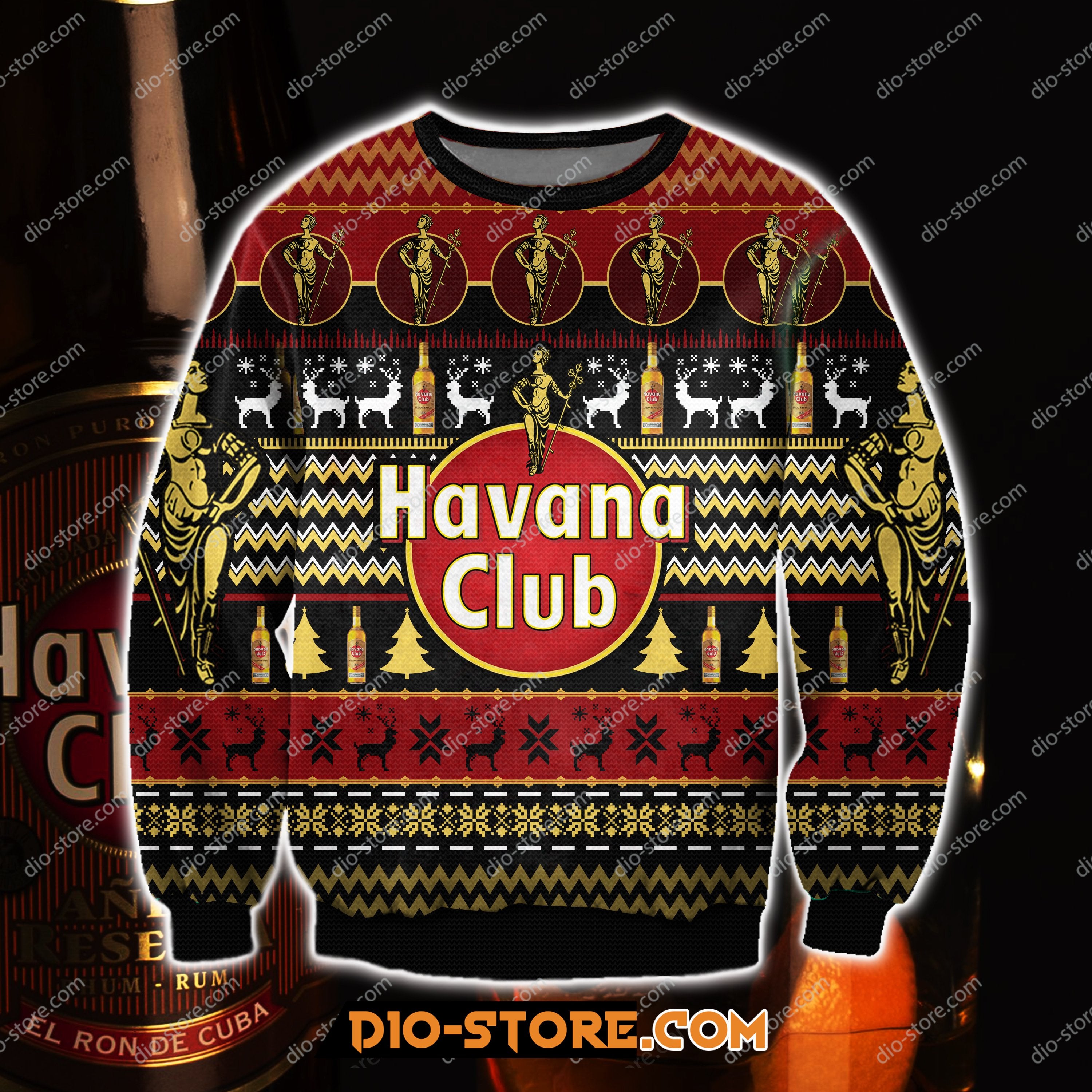 Havana Club Knitting Pattern 3D Print Ugly Sweatshirt Hoodie All Over Printed