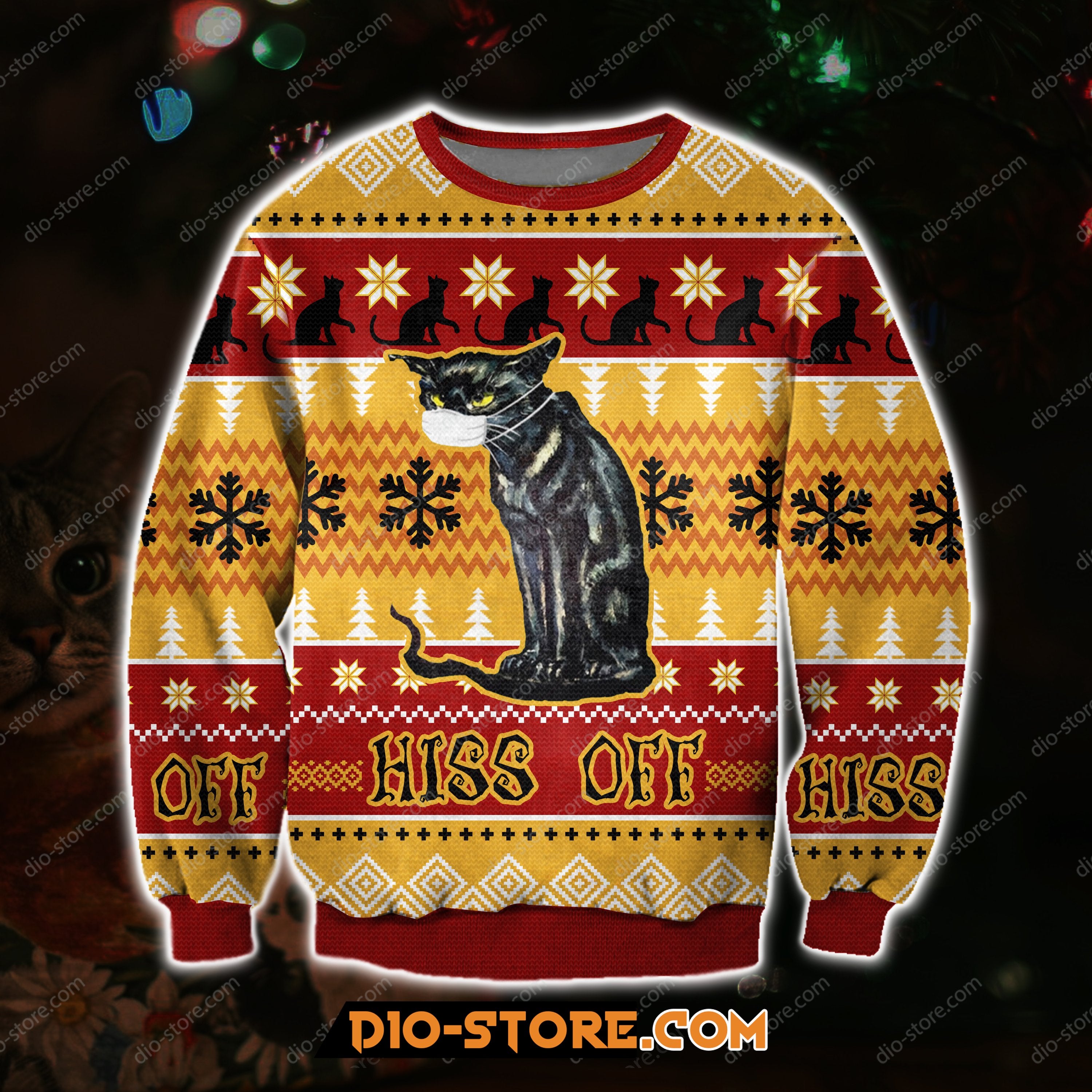 Hiss Off Cat 3D All Over Print Ugly Christmas Sweater Hoodie All Over Printed