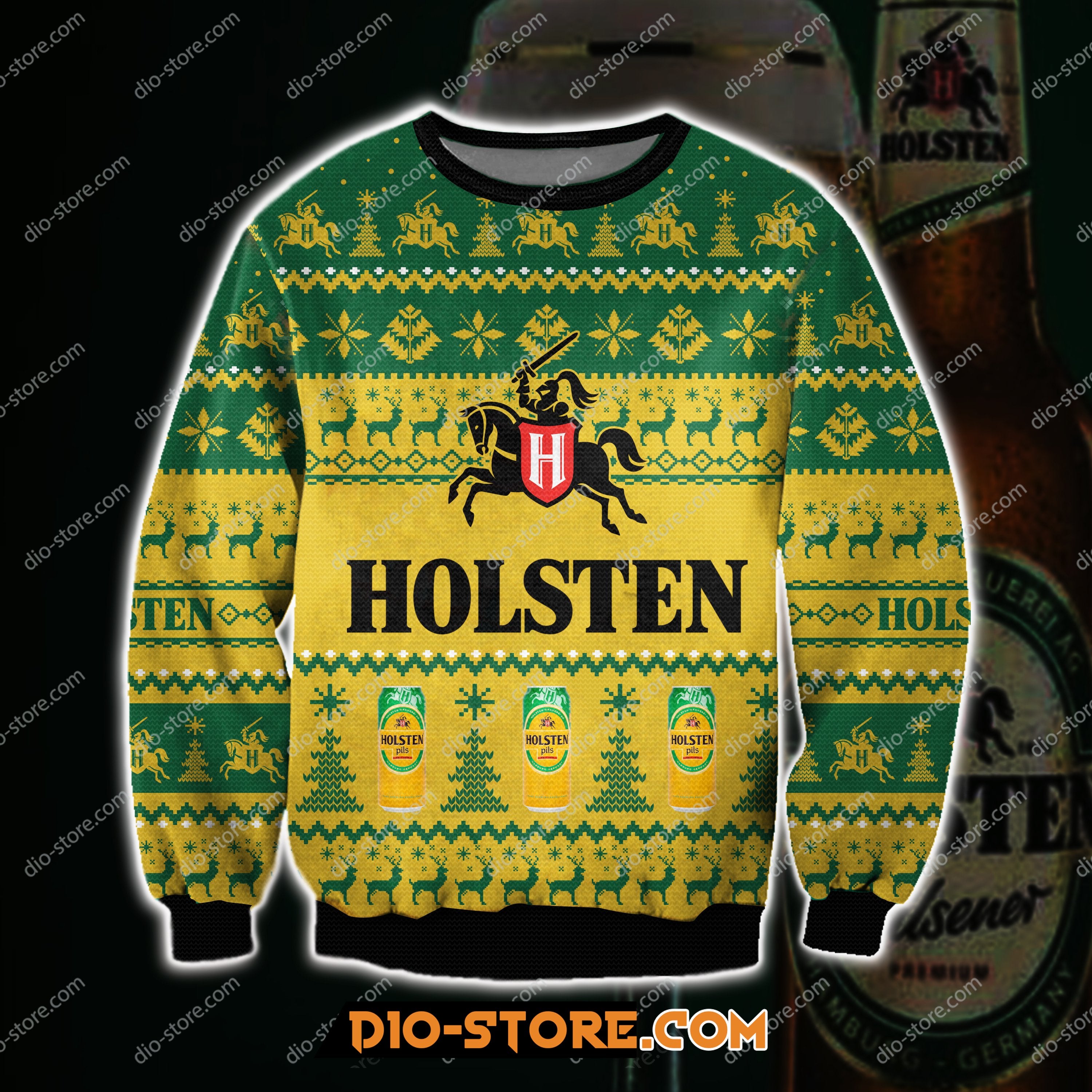 Holsten Pils Knitting Pattern 3D Print Ugly Sweatshirt Hoodie All Over Printed