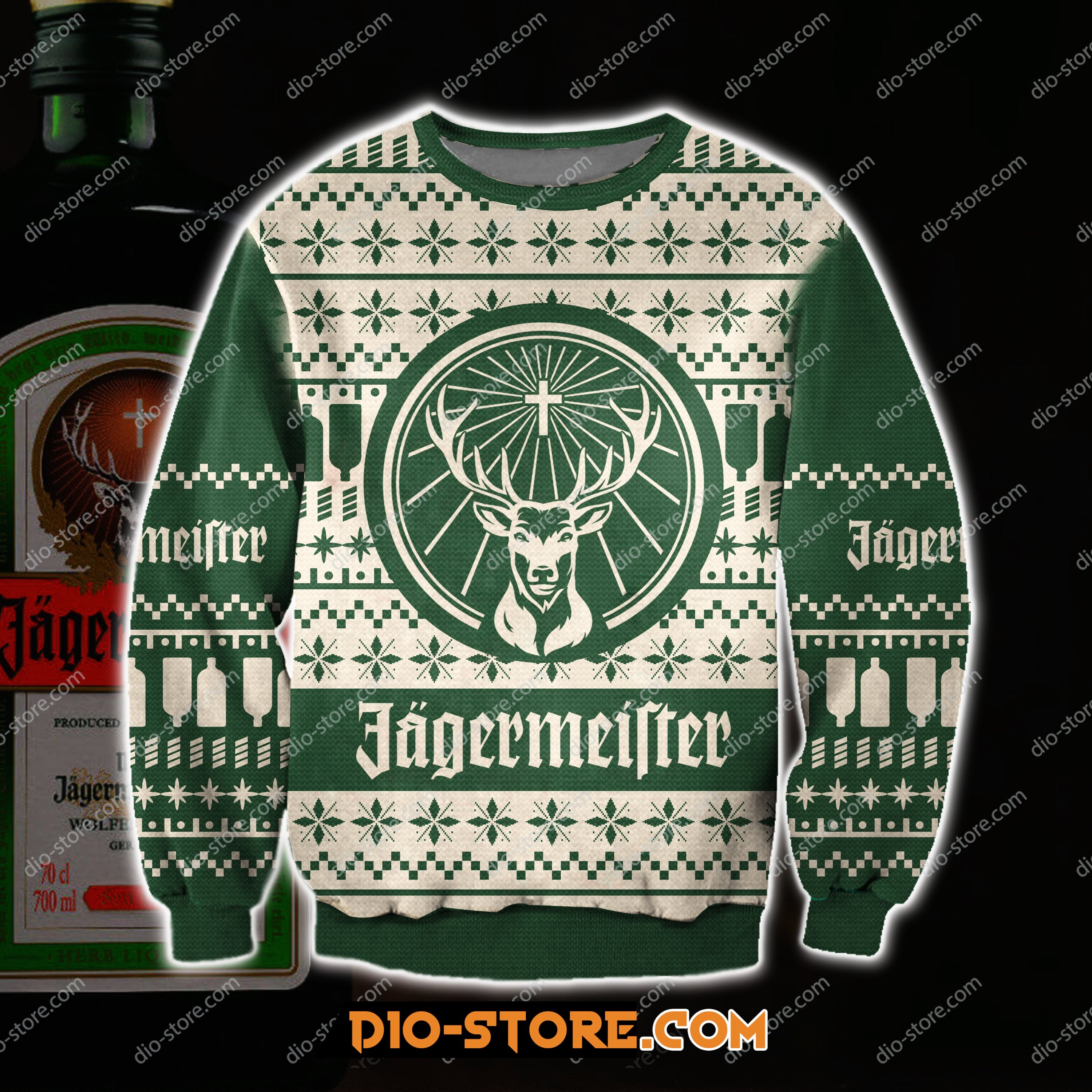 Jagermeister Knitting Pattern 3D Print Ugly Sweatshirt 1 Hoodie All Over Printed