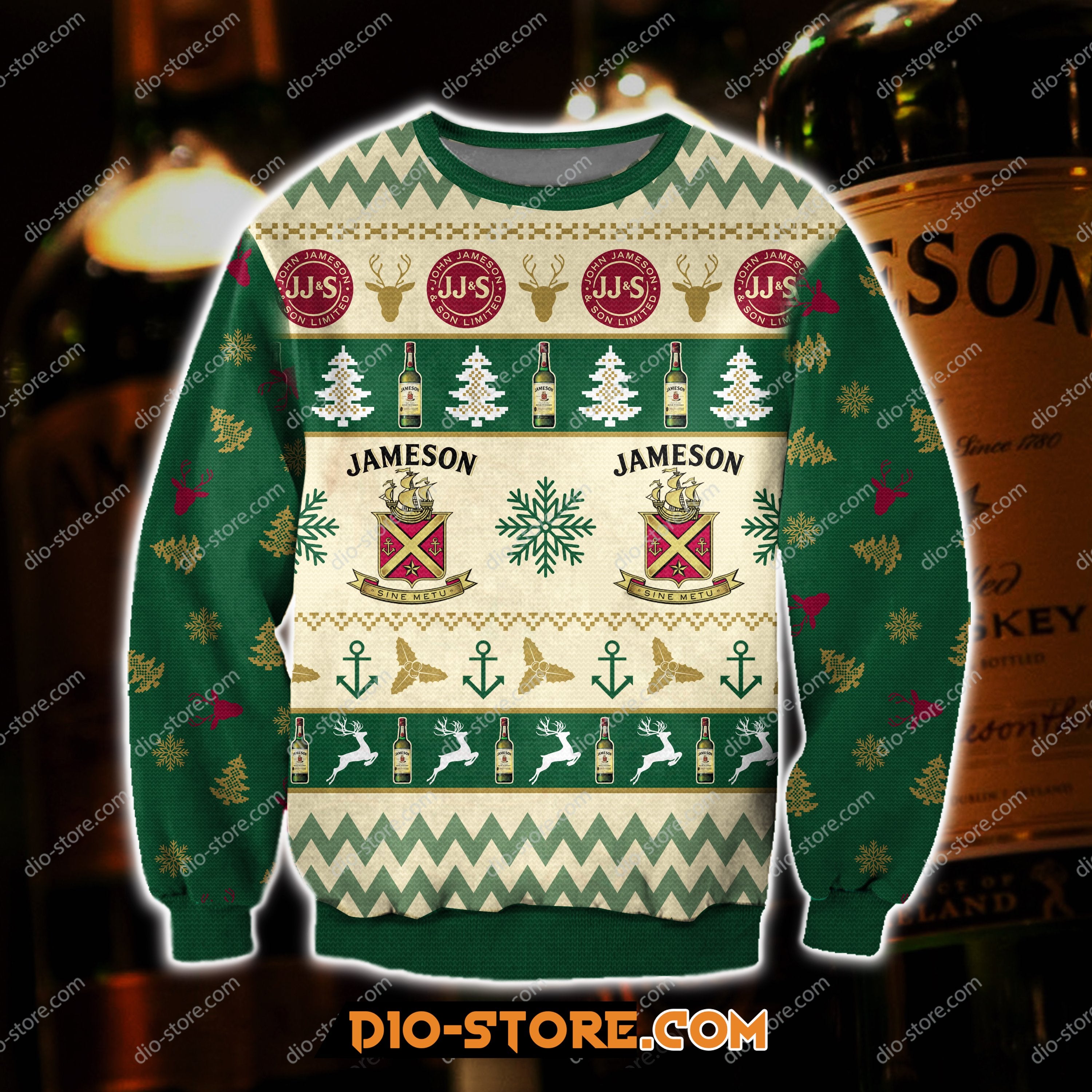 Jameson Whiskey Knitting Pattern 3D Print Ugly Sweater Hoodie All Over Printed