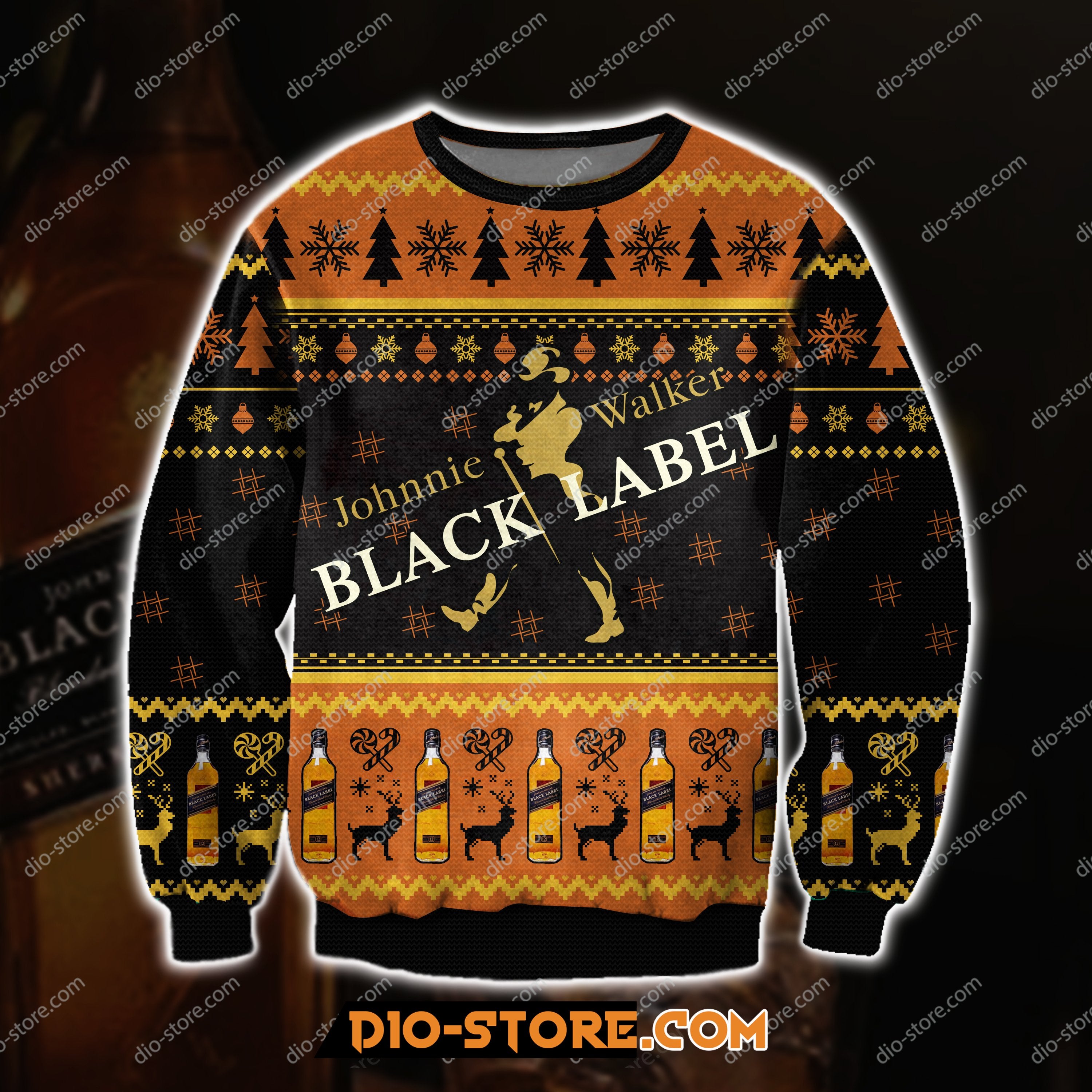 Johnnie Walker Black Label 3D All Over Print Ugly Christmas Sweater Hoodie All Over Printed