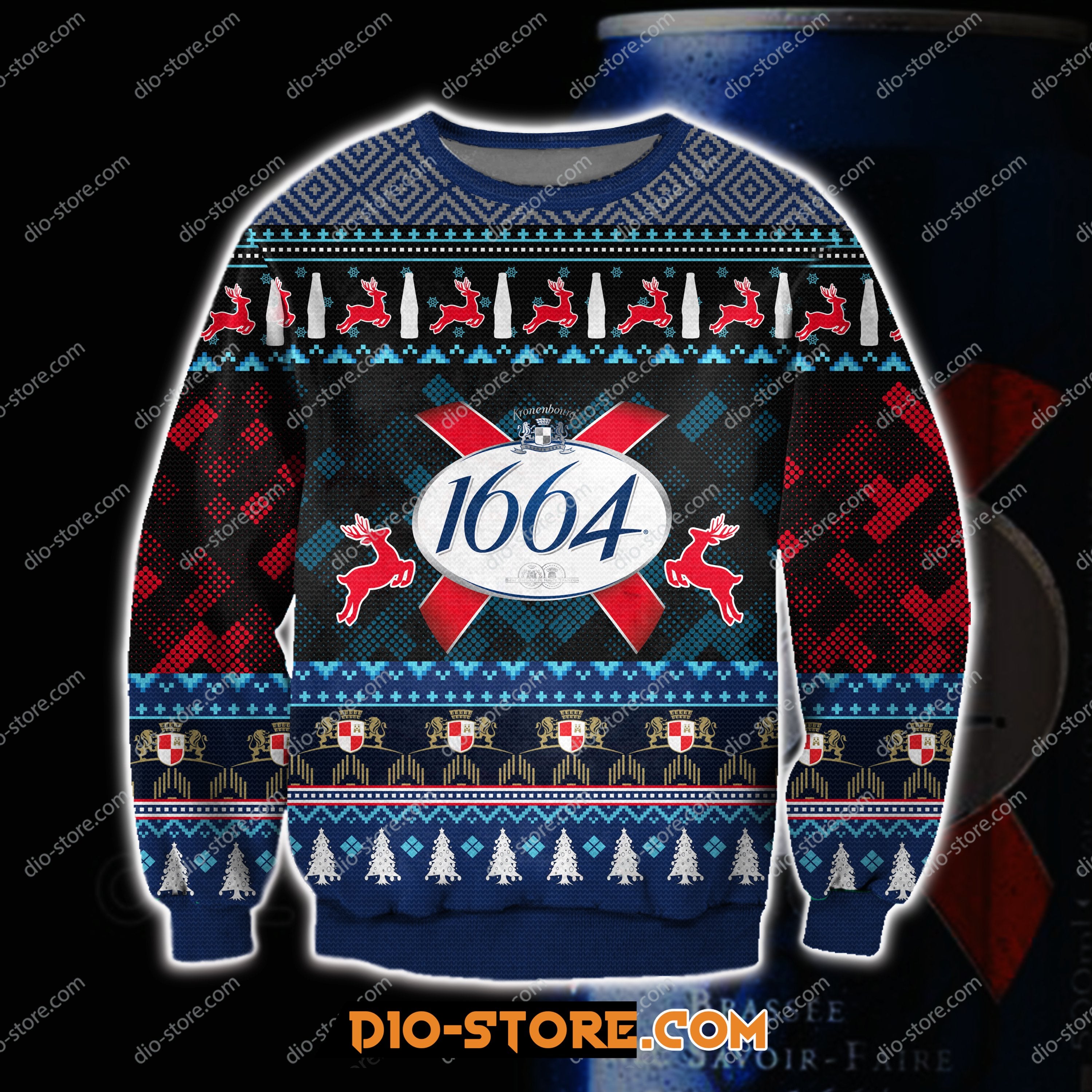 Kronenbourg Brewery Knitting Pattern 3D Print Ugly Sweater Hoodie All Over Printed