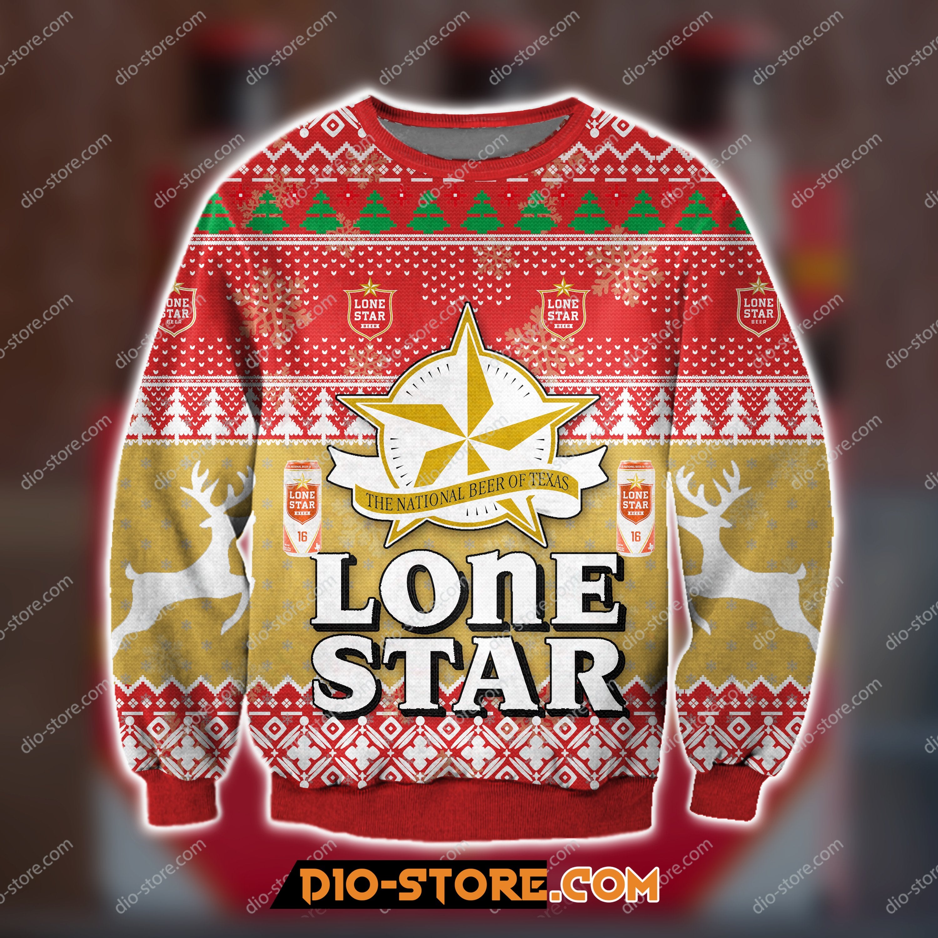 Lonestar Beer Knitting Pattern 3D Print Ugly Sweatshirt Hoodie All Over Printed