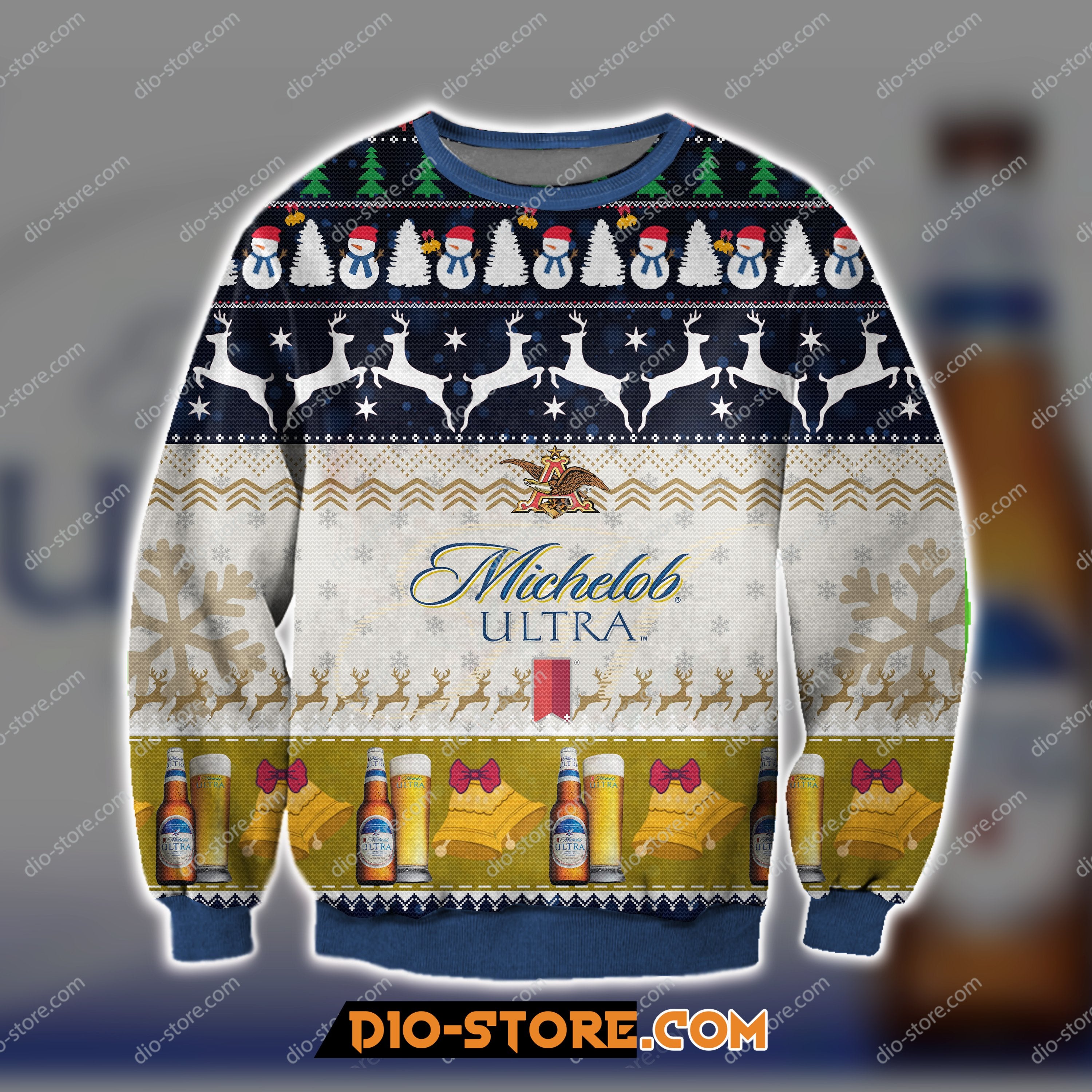 Michelob Ultra Beer Knitting Pattern 3D Print Ugly Sweatshirt Hoodie All Over Printed