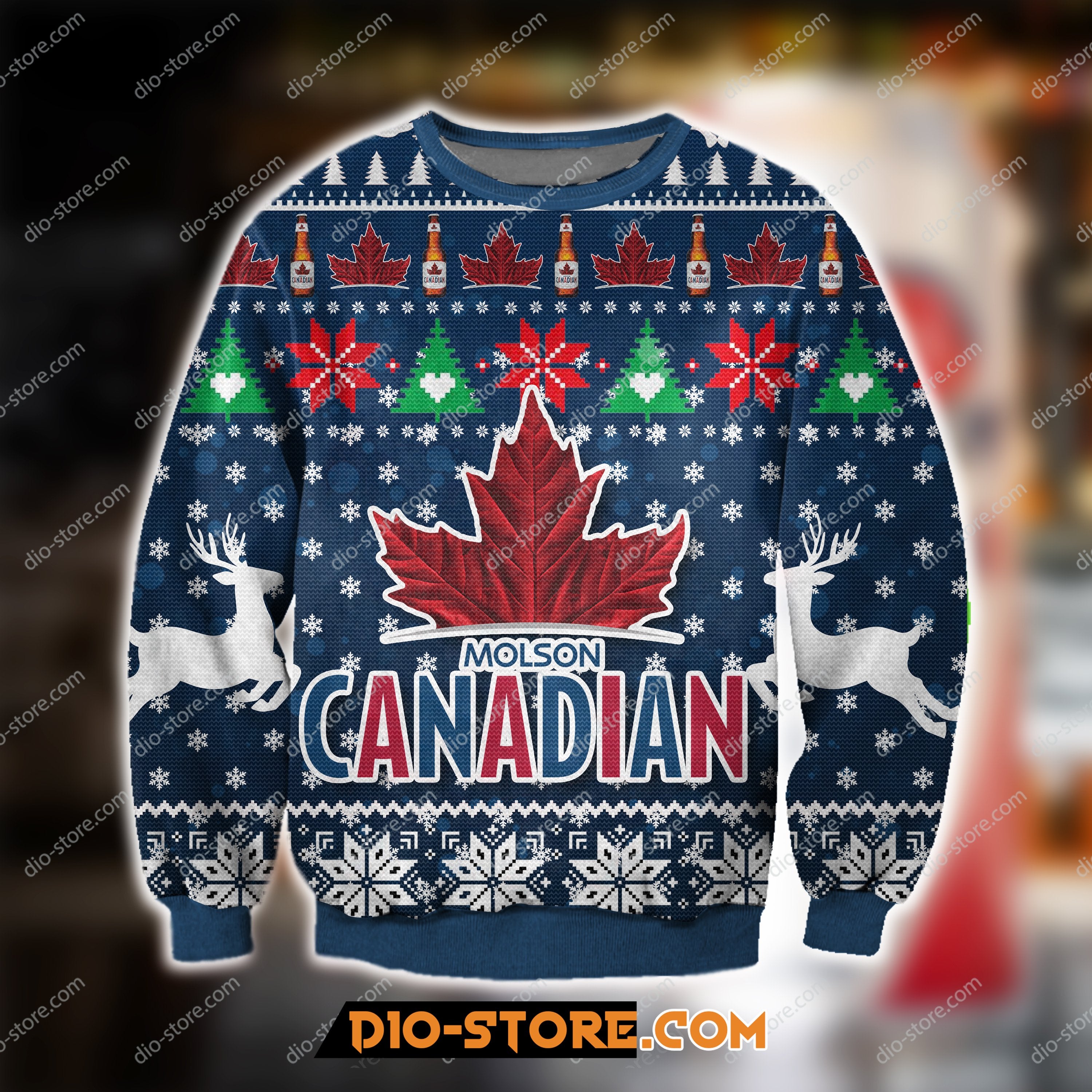 Molson Canadian Beer Knitting Pattern 3D Print Ugly Sweatshirt Hoodie All Over Printed