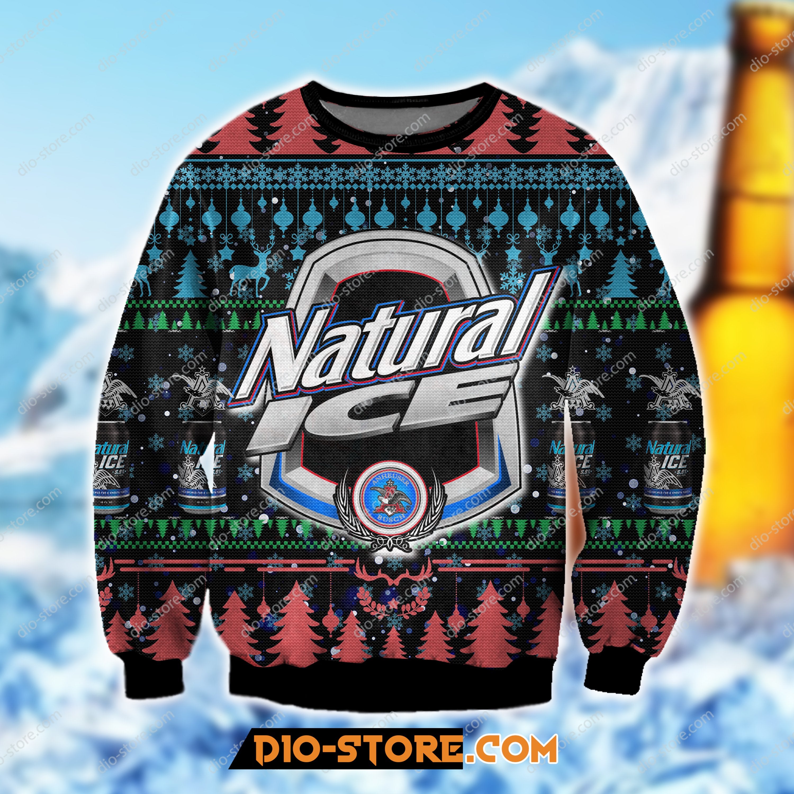 Natural Ice Beer Knitting Pattern 3D Print Ugly Sweatshirt Hoodie All Over Printed