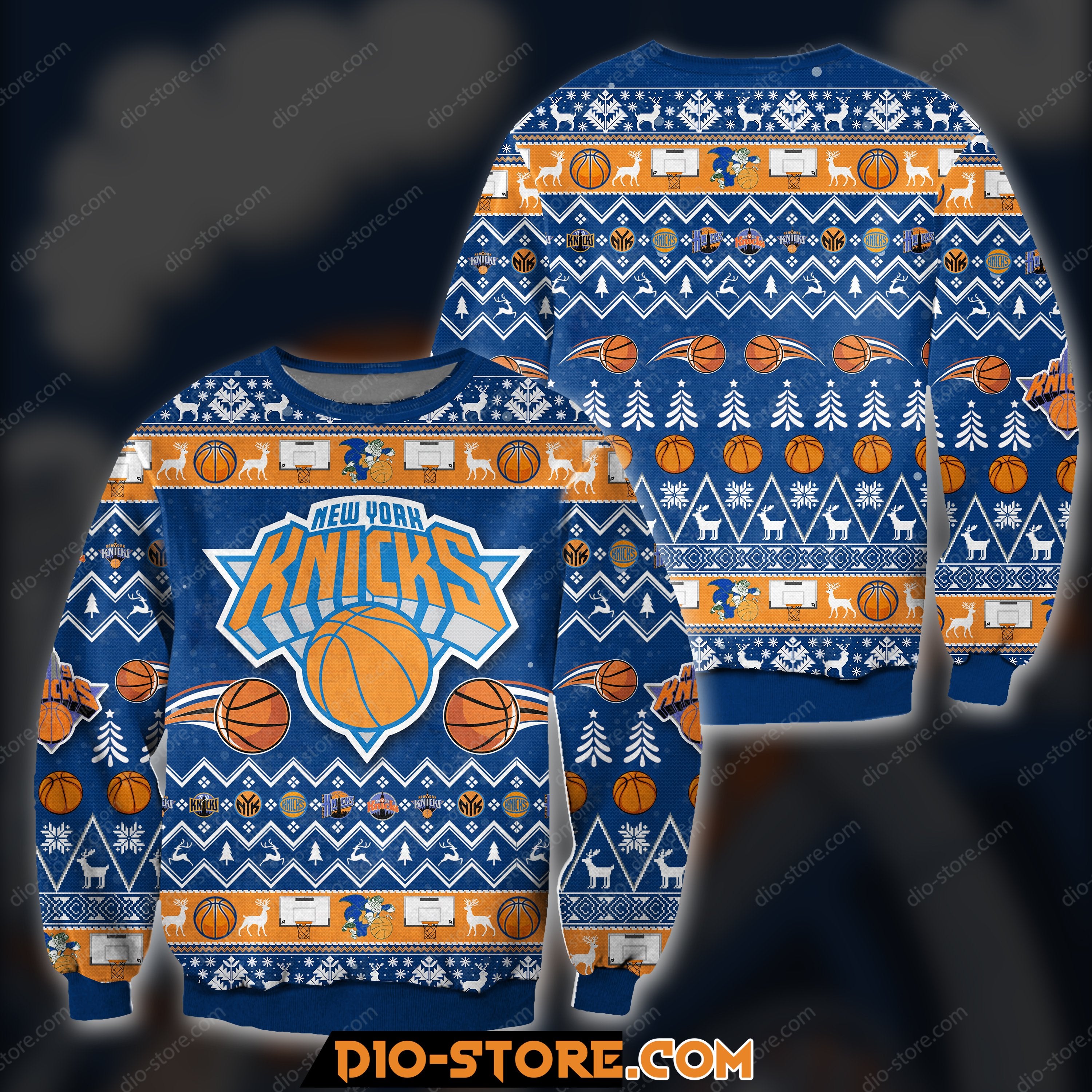 3D Knitting Pattern Ny Knicks Ugly Christmas Sweater Hoodie All Over Printed