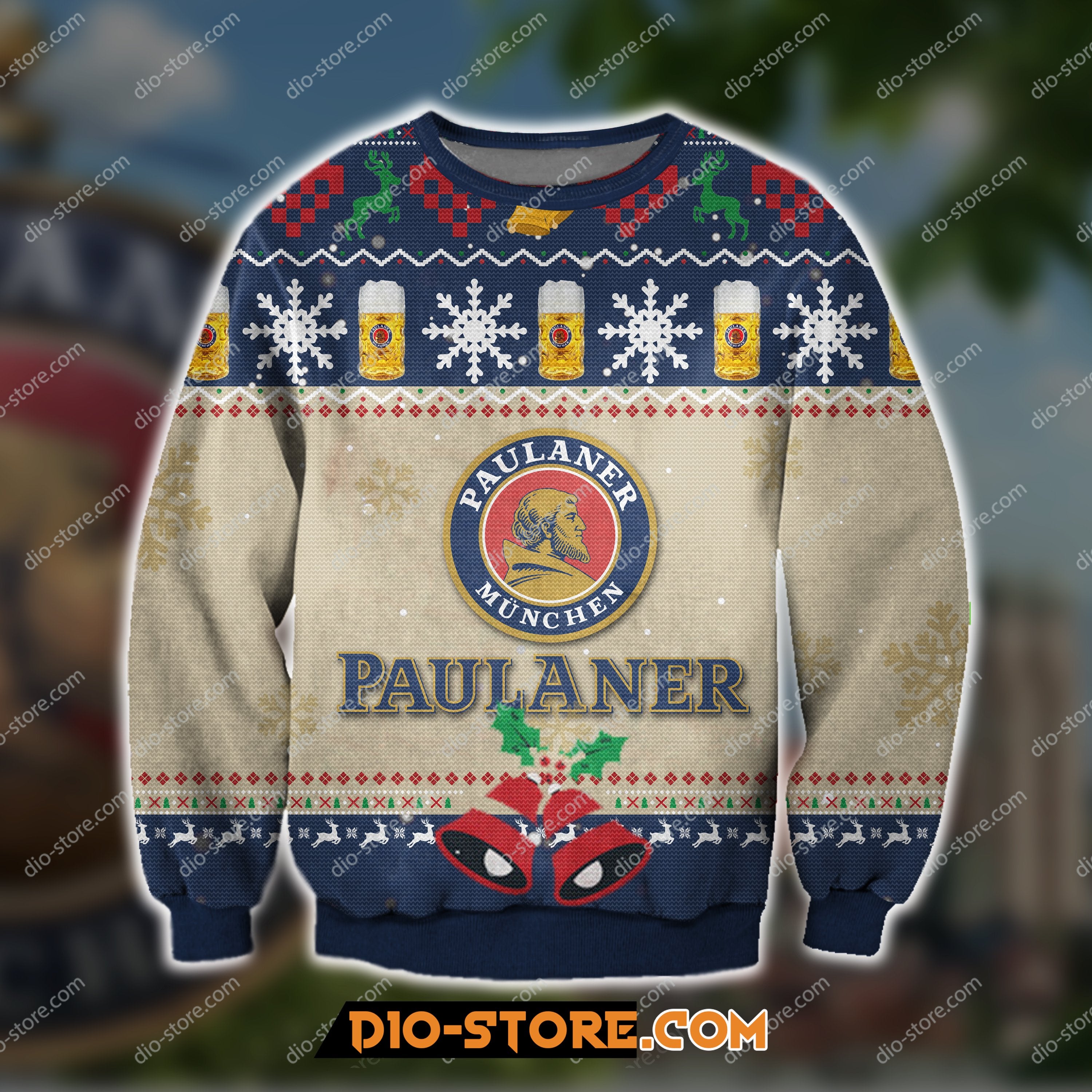 Paulaner Munchen Beer Knitting Pattern 3D Print Ugly Sweatshirt Hoodie All Over Printed