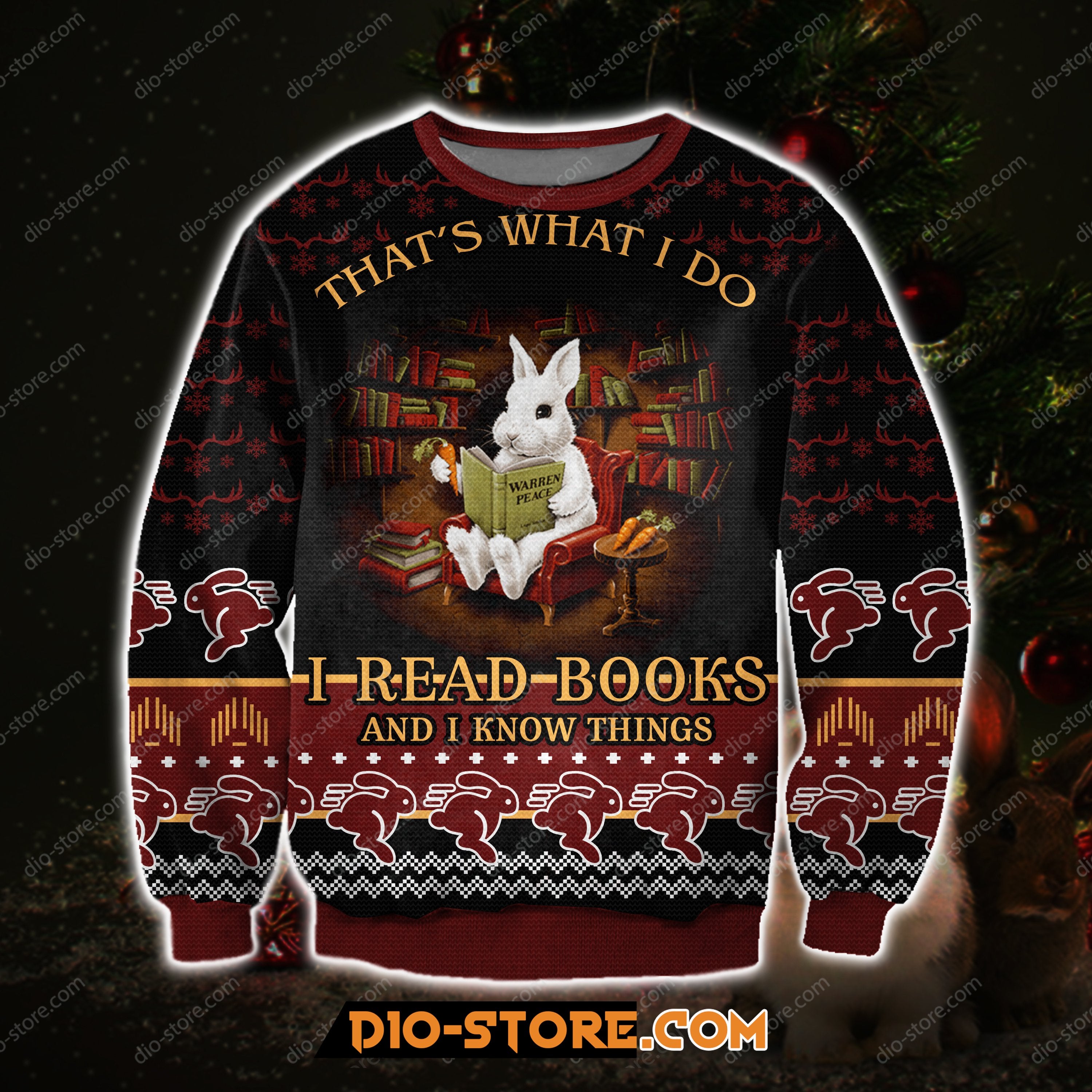 Rabbit Thats What I Do 3D Print Ugly Christmas Sweater Hoodie All Over Printed