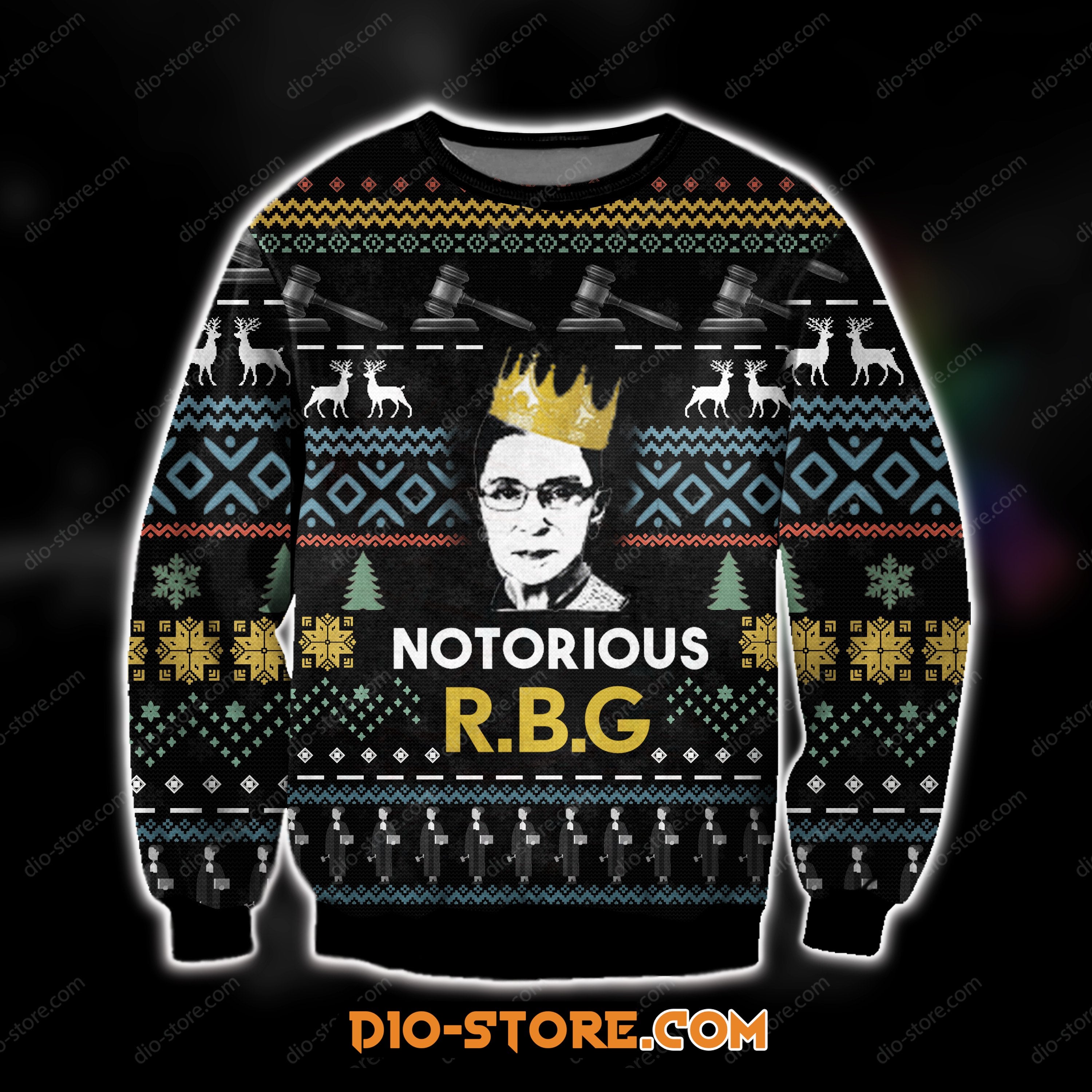 3D All Over Print Notorious Rbg Ugly Sweater Hoodie All Over Printed