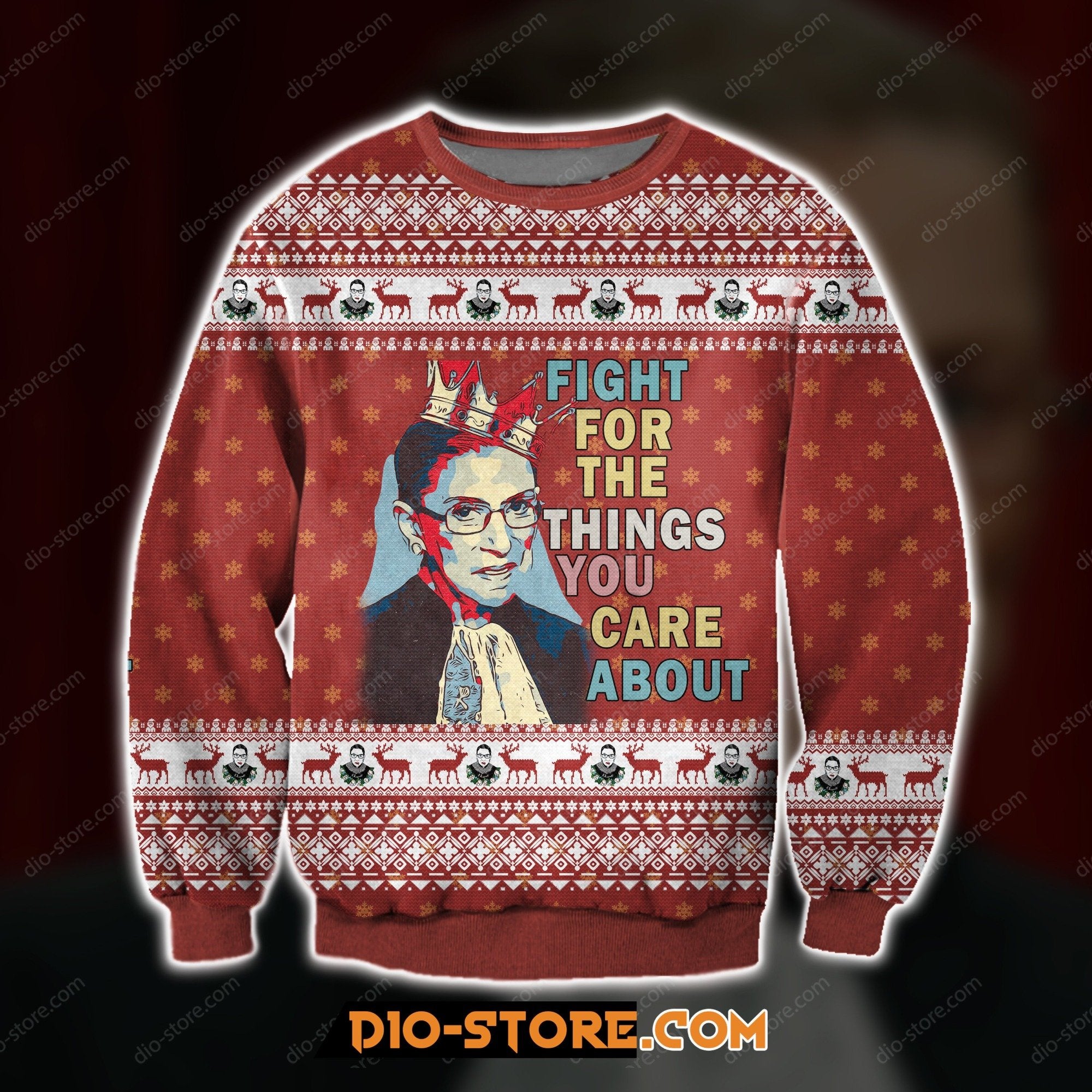 3D All Over Print Ruth Bader Ginsburg Ugly Sweater Hoodie All Over Printed