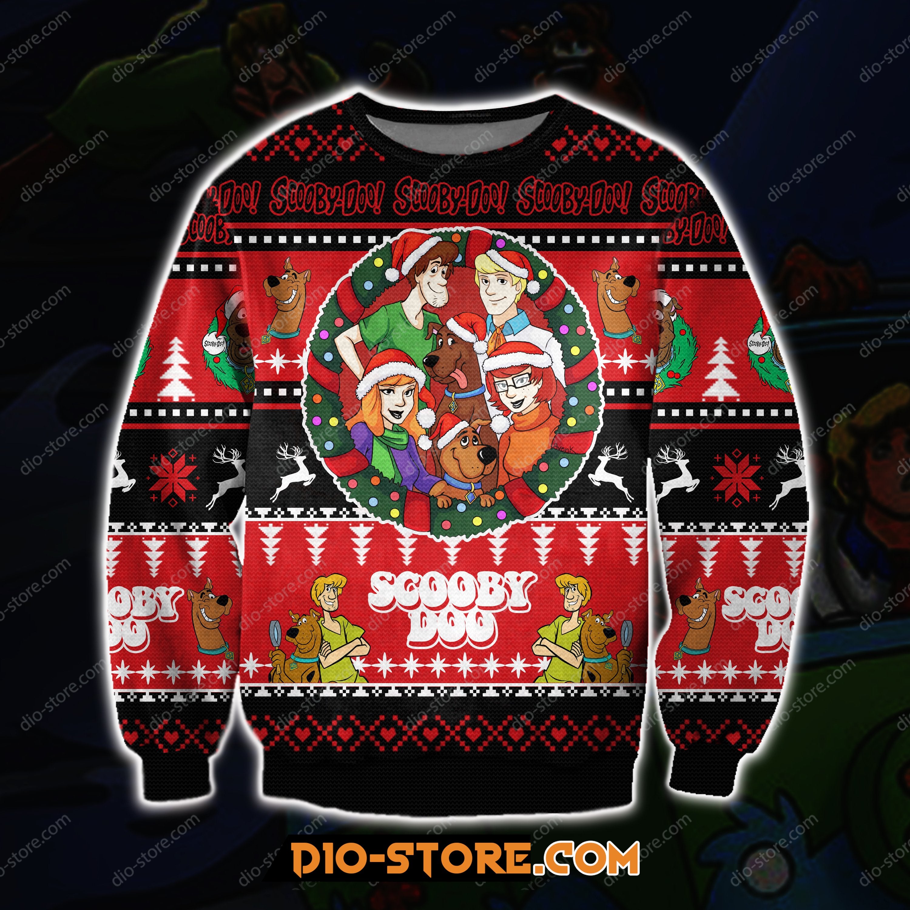 Scooby-Doo 3D Print Knitting Pattern Ugly Christmas Sweater Hoodie All Over Printed