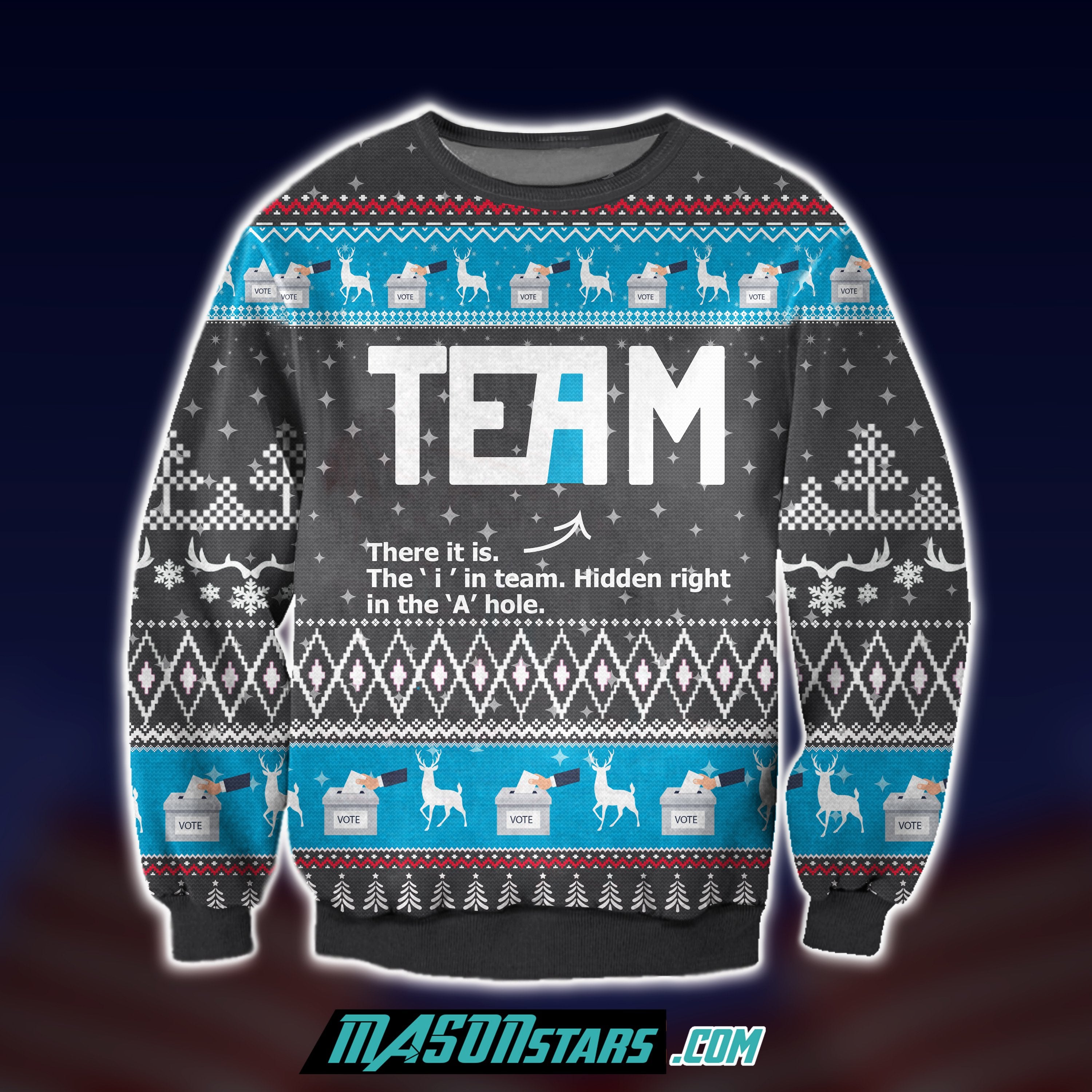 The I In Team 3D Print Ugly Christmas Sweatshirt Hoodie All Over Printed