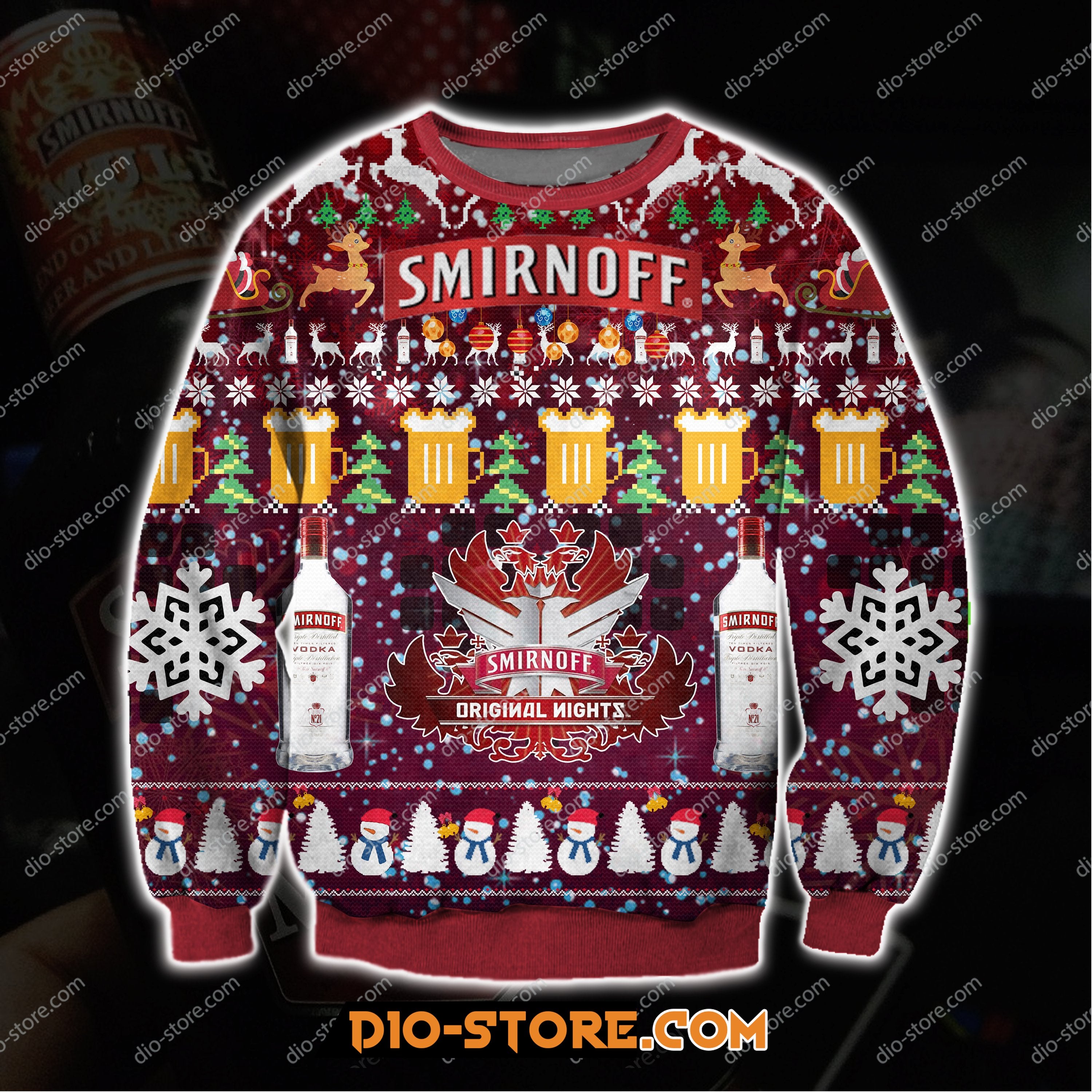 Smirnoff Vodka Wine Knitting Pattern 3D Print Ugly Sweater 1 Hoodie All Over Printed