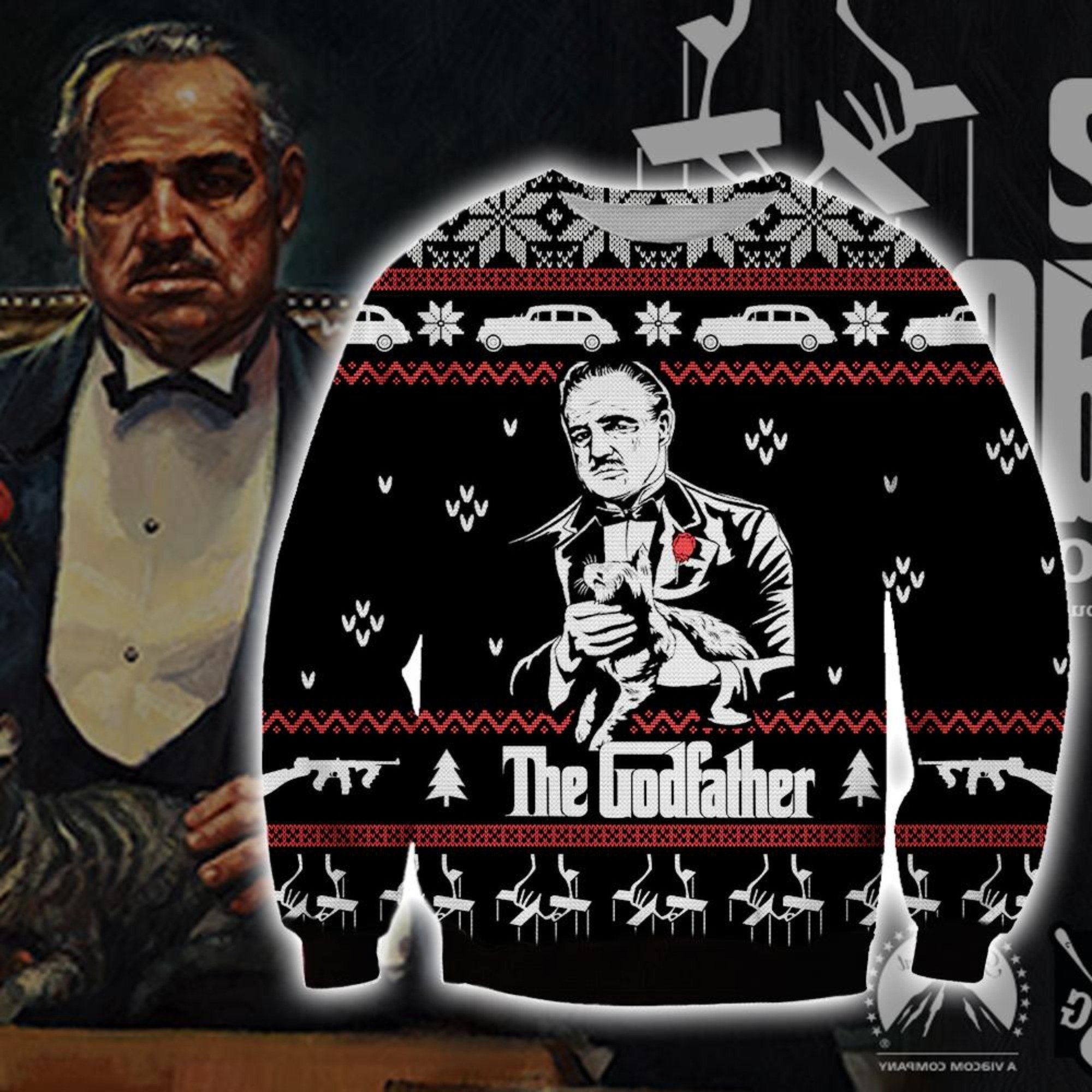 The Godfather Knitting Pattern 3D Print Ugly Christmas Sweater Hoodie All Over Printed