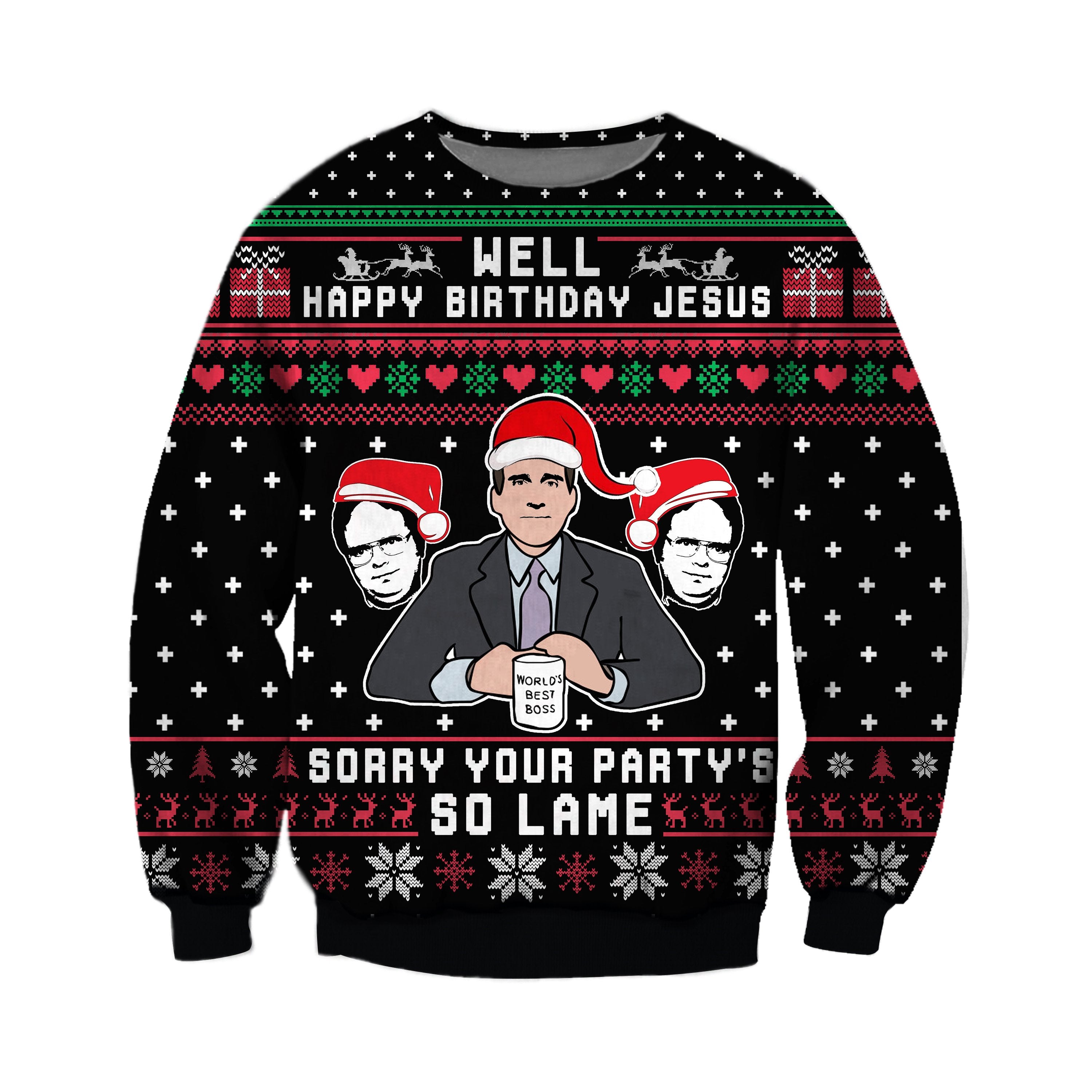 Your Partys So Lame Knitting Pattern 3D Print Ugly Christmas Sweater Hoodie All Over Printed