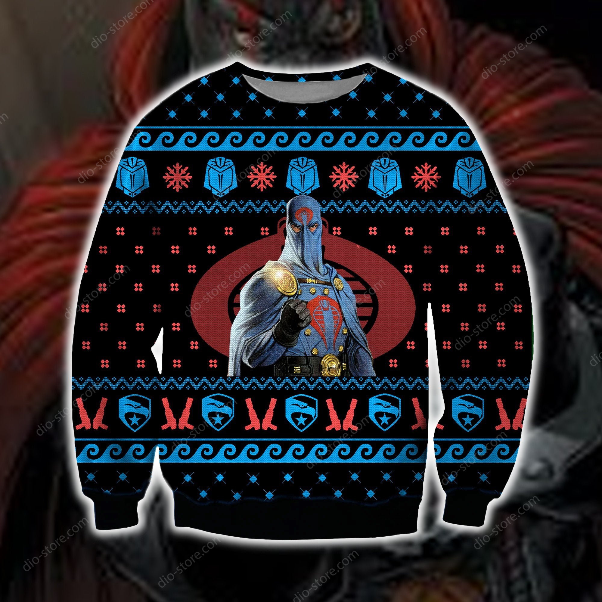 Cobra Commander Knitting Pattern 3D Print Ugly Christmas Sweater Hoodie All Over Printed