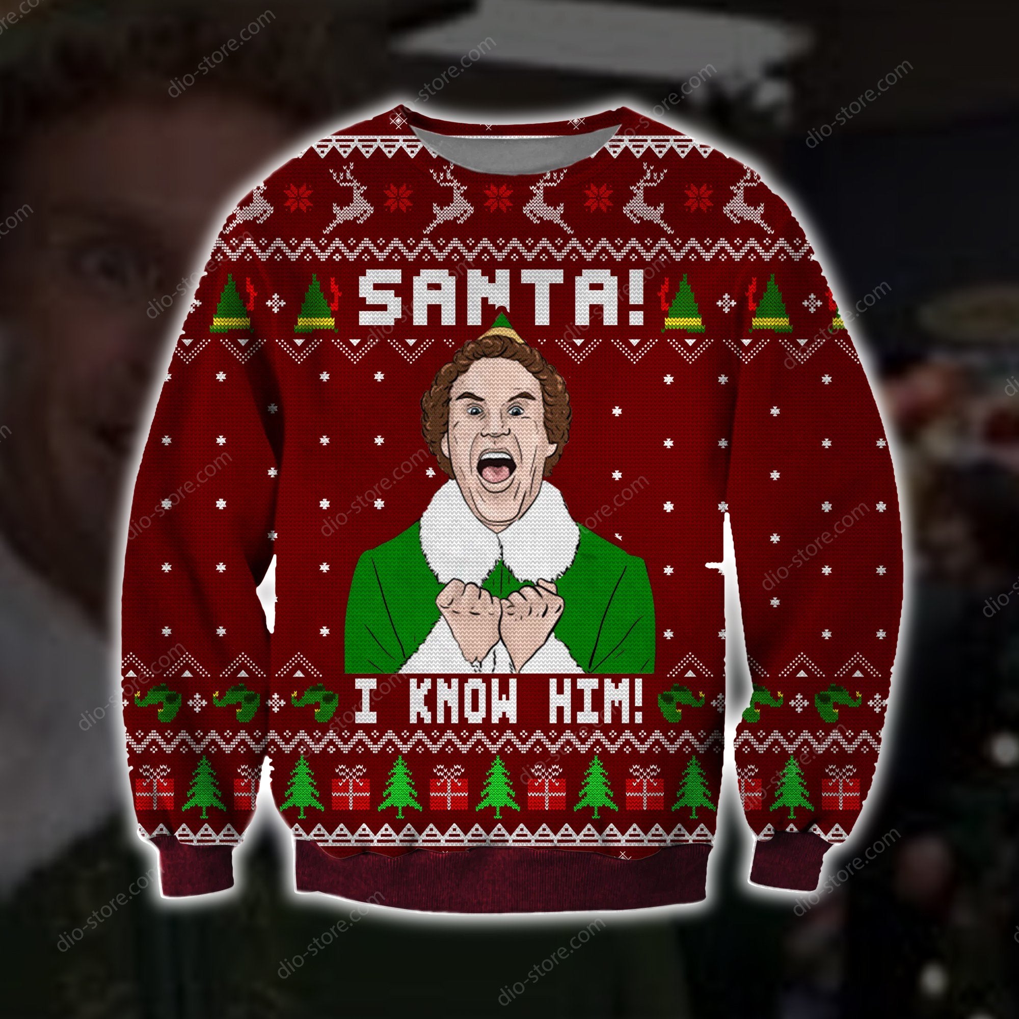 Santa I Know Him Knitting Pattern 3D Print Ugly Christmas Sweater Hoodie All Over Printed