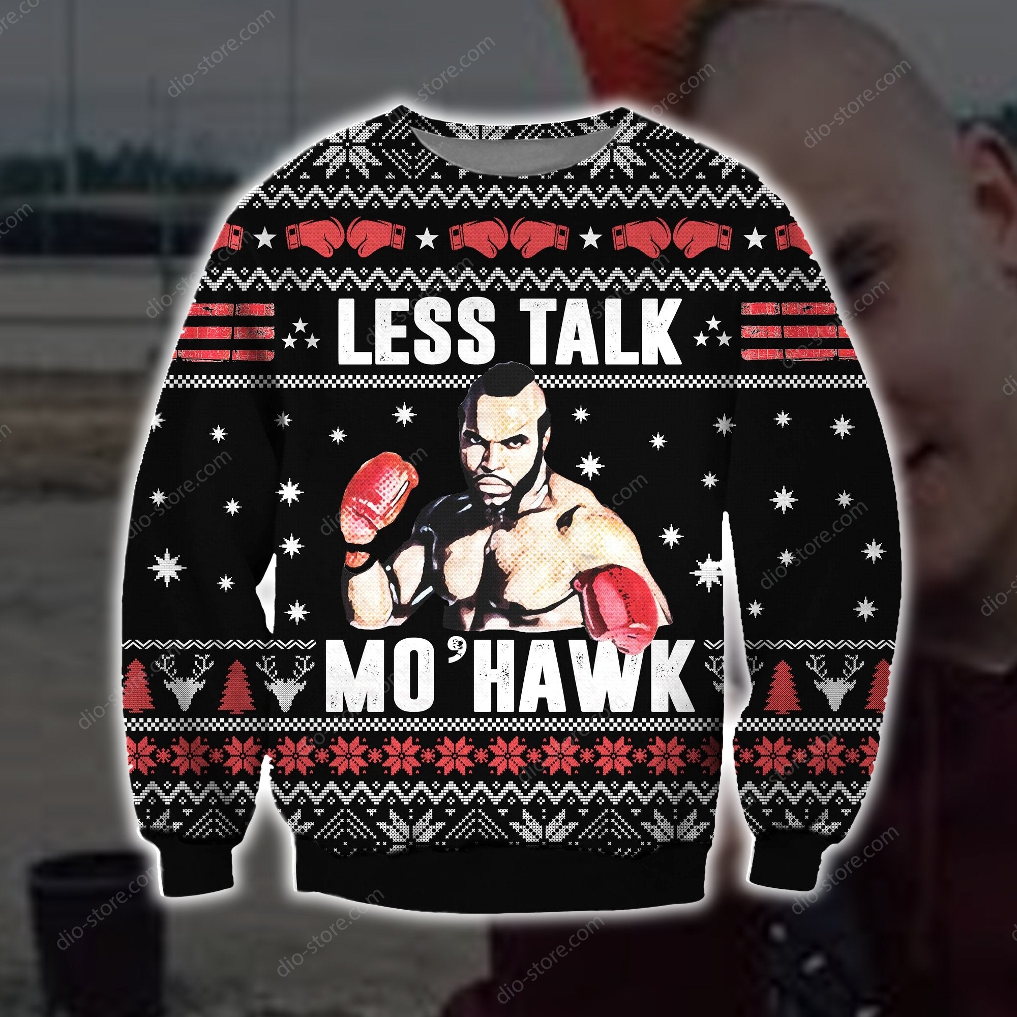 Less Talk More Mohawk Knitting Pattern 3D Print Ugly Christmas Sweater Hoodie All Over Printed