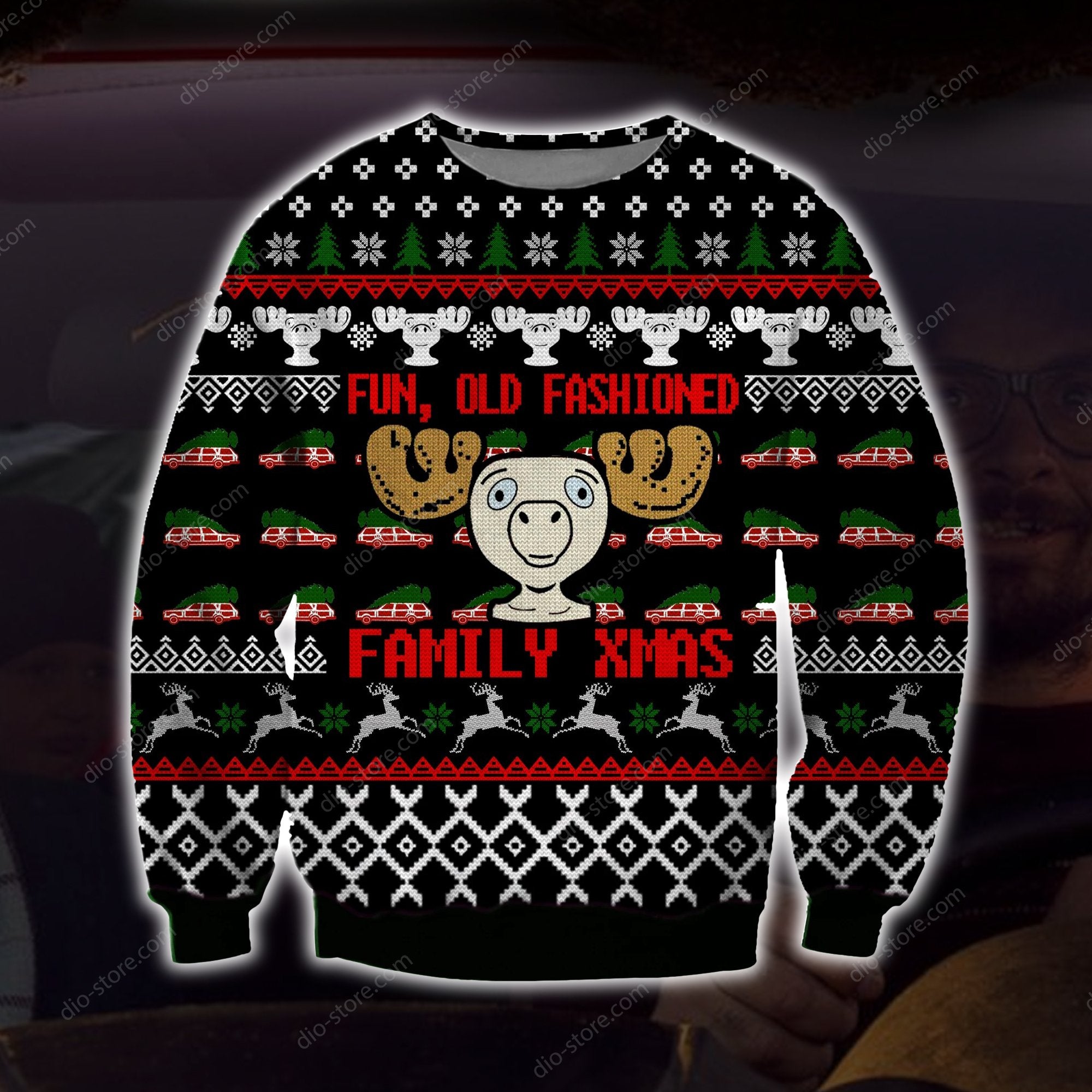 Fun Old Fashioned Family Xmas Knitting Pattern 3D Print Ugly Christmas Sweater Hoodie All Over Printed