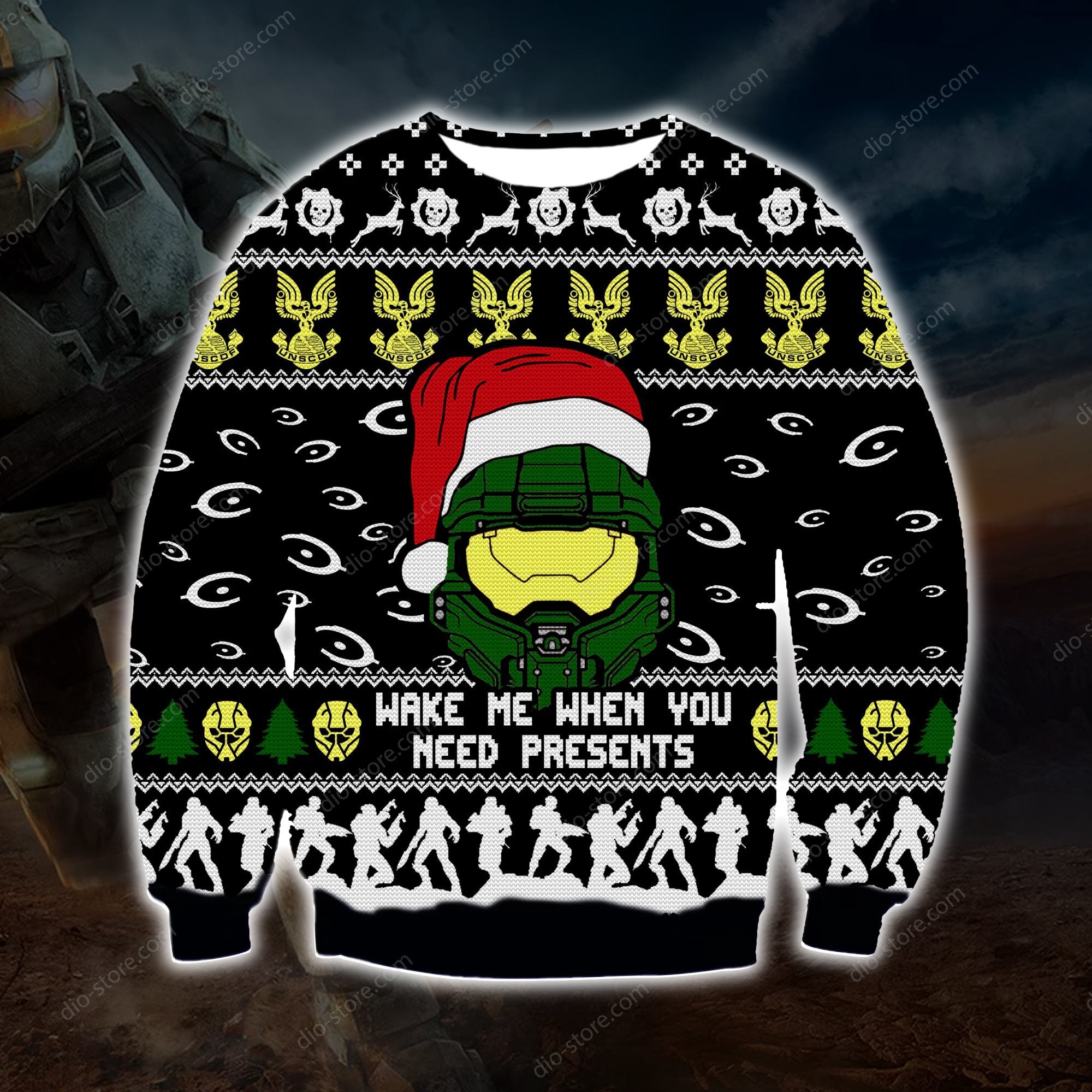 Halo Knitting Pattern 3D Print Ugly Christmas Sweater Hoodie All Over Printed