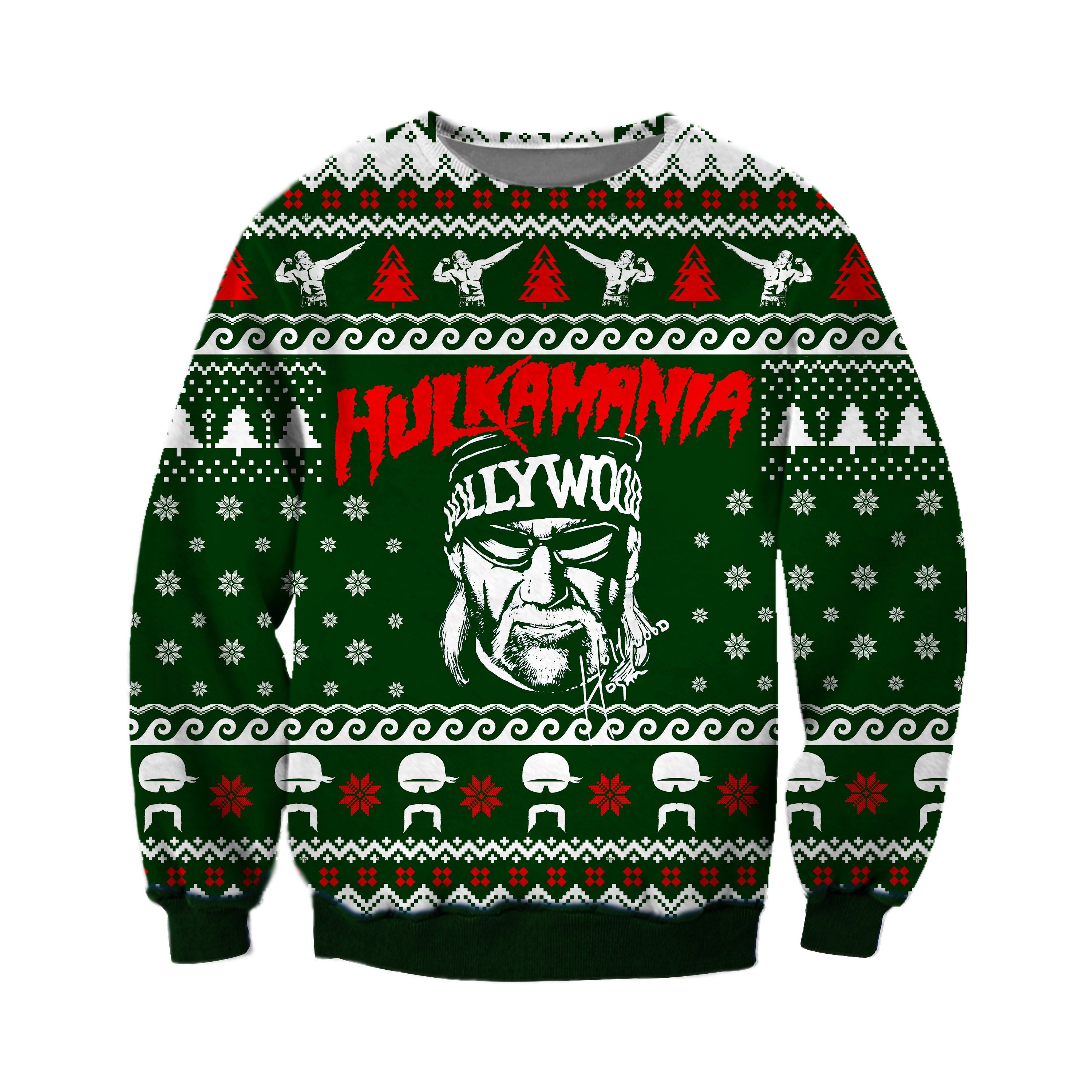 Hulkamania Knitting Pattern 3D Print Ugly Christmas Sweater Hoodie All Over Printed