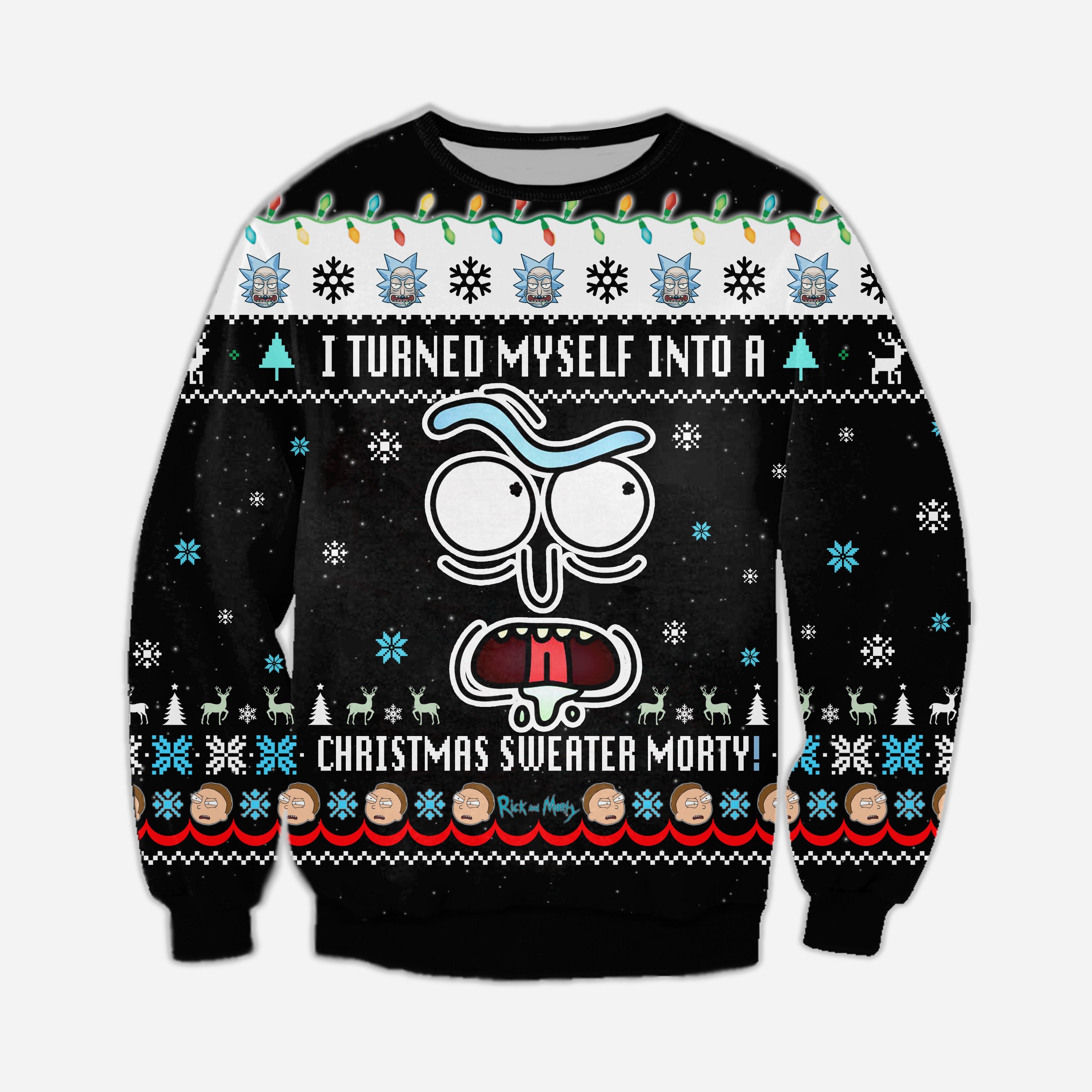 Funny Rick Knitting Pattern 3D Print Ugly Sweater Hoodie All Over Printed