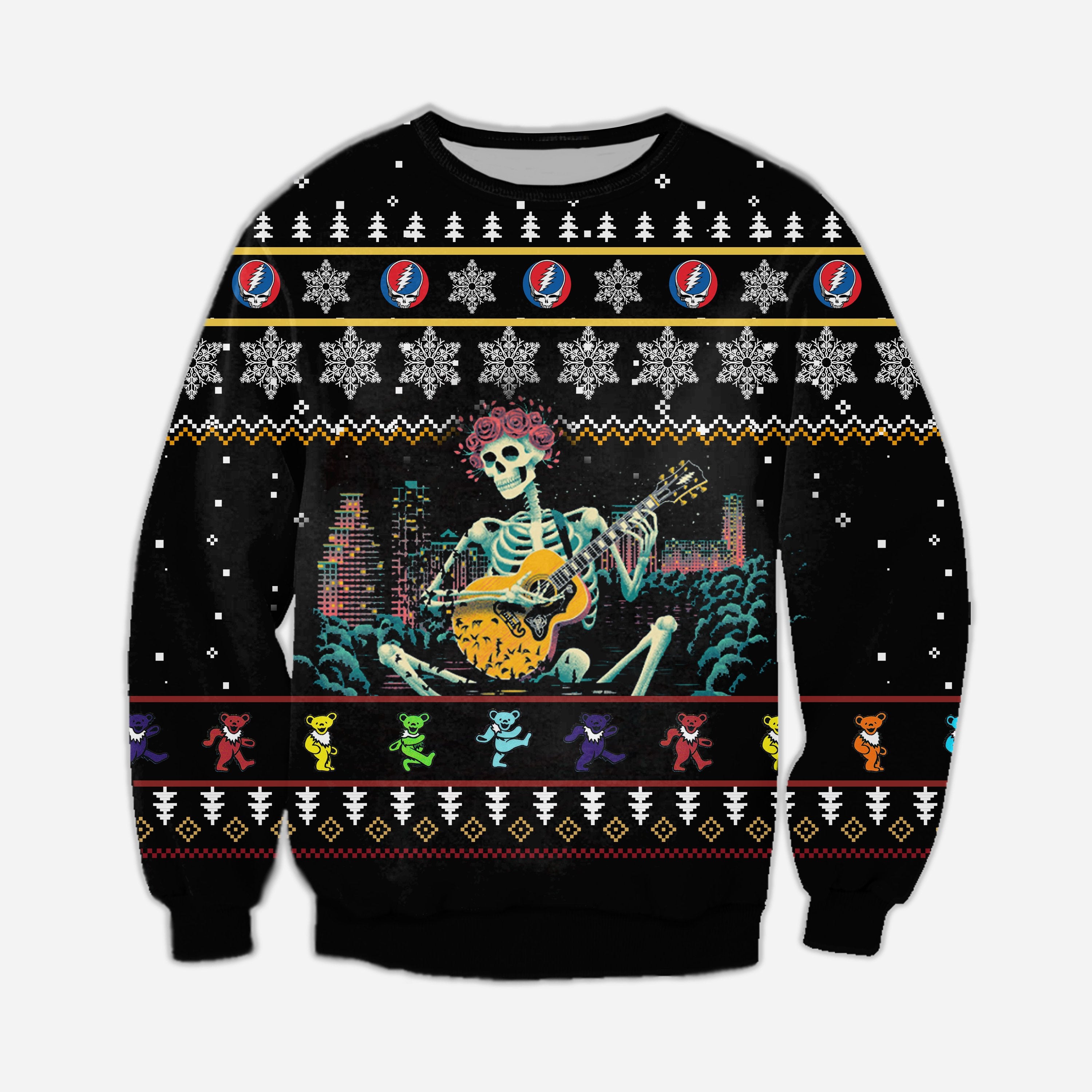 Grateful Dead Knitting Pattern 3D Print Ugly Sweater 1 Hoodie All Over Printed