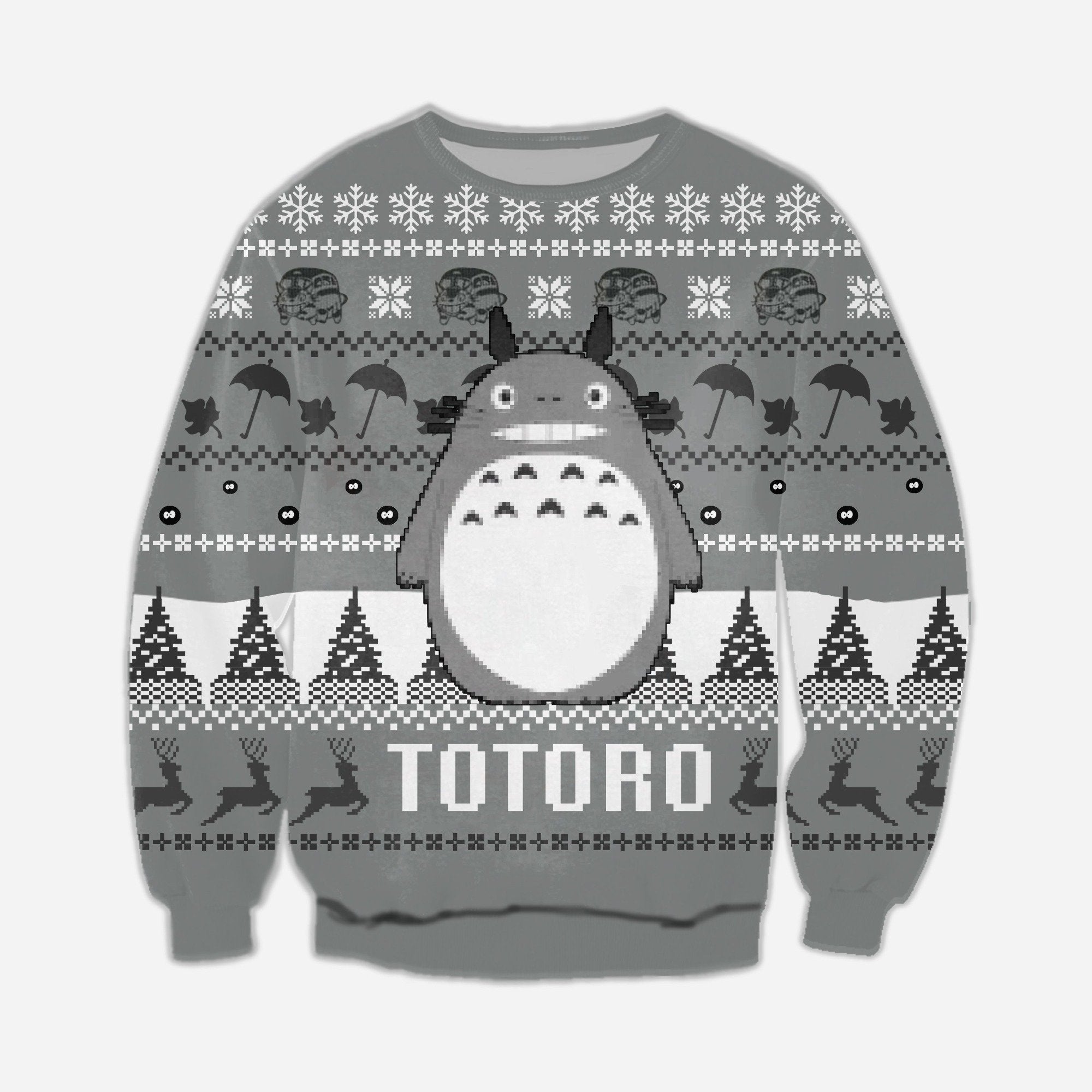 Funny Totoro Knitting Pattern 3D Print Ugly Sweater Hoodie All Over Printed