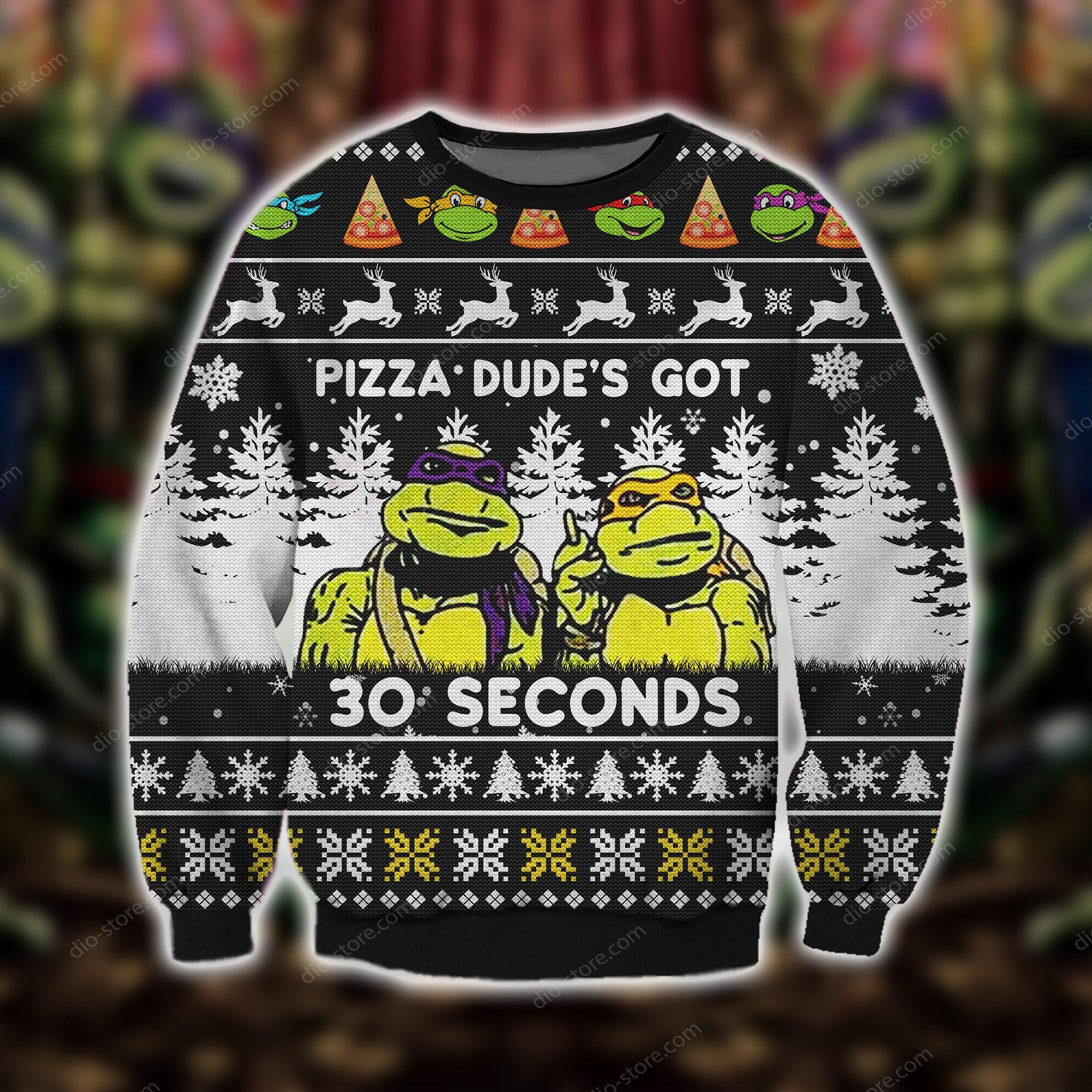 Pizza Dudes Got 30 Seconds Knitting Pattern 3D Print Ugly Sweater Hoodie All Over Printed